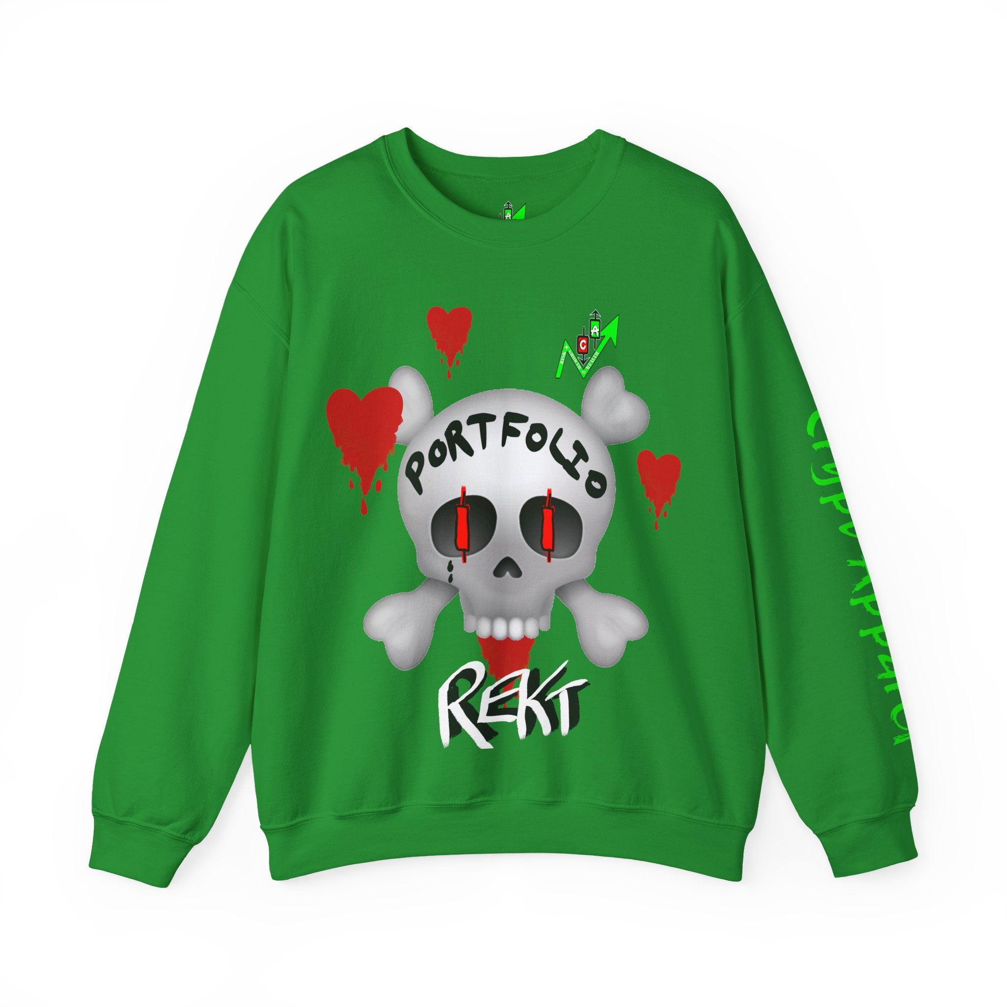 Crypto Rekt Portfolio Crewneck Sweatshirt | Crypt Apparel Streetwear Graphic