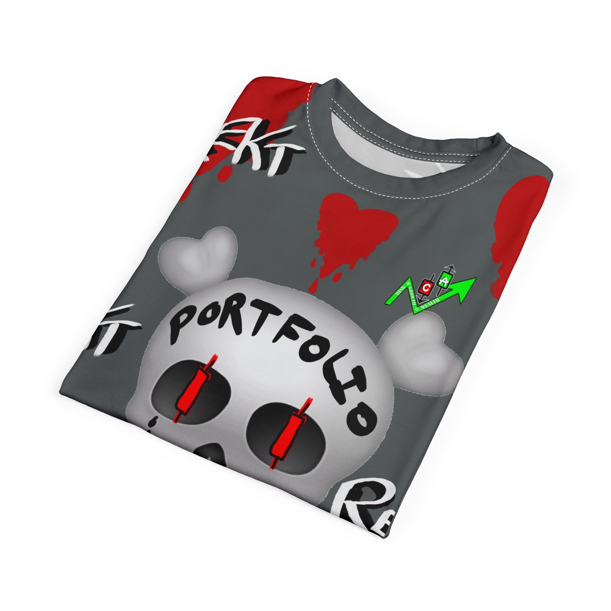 Crypto Rekt Portfolio Graphic Tee | Crypt Apparel REKT Heart All-Over Print