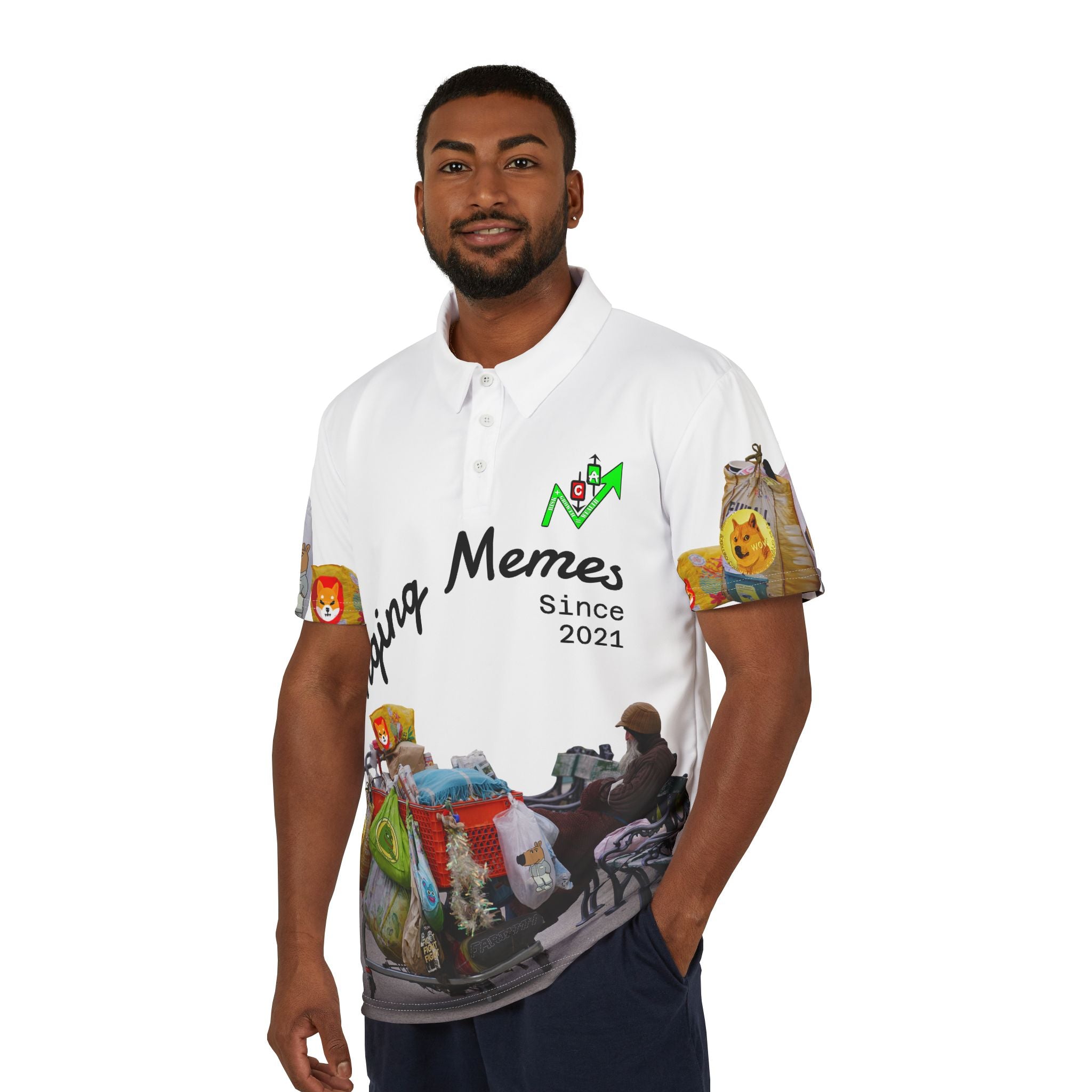 Bag Holders Polo Shirt — 'Crypt Apparel' Meme Coin All-Over Print