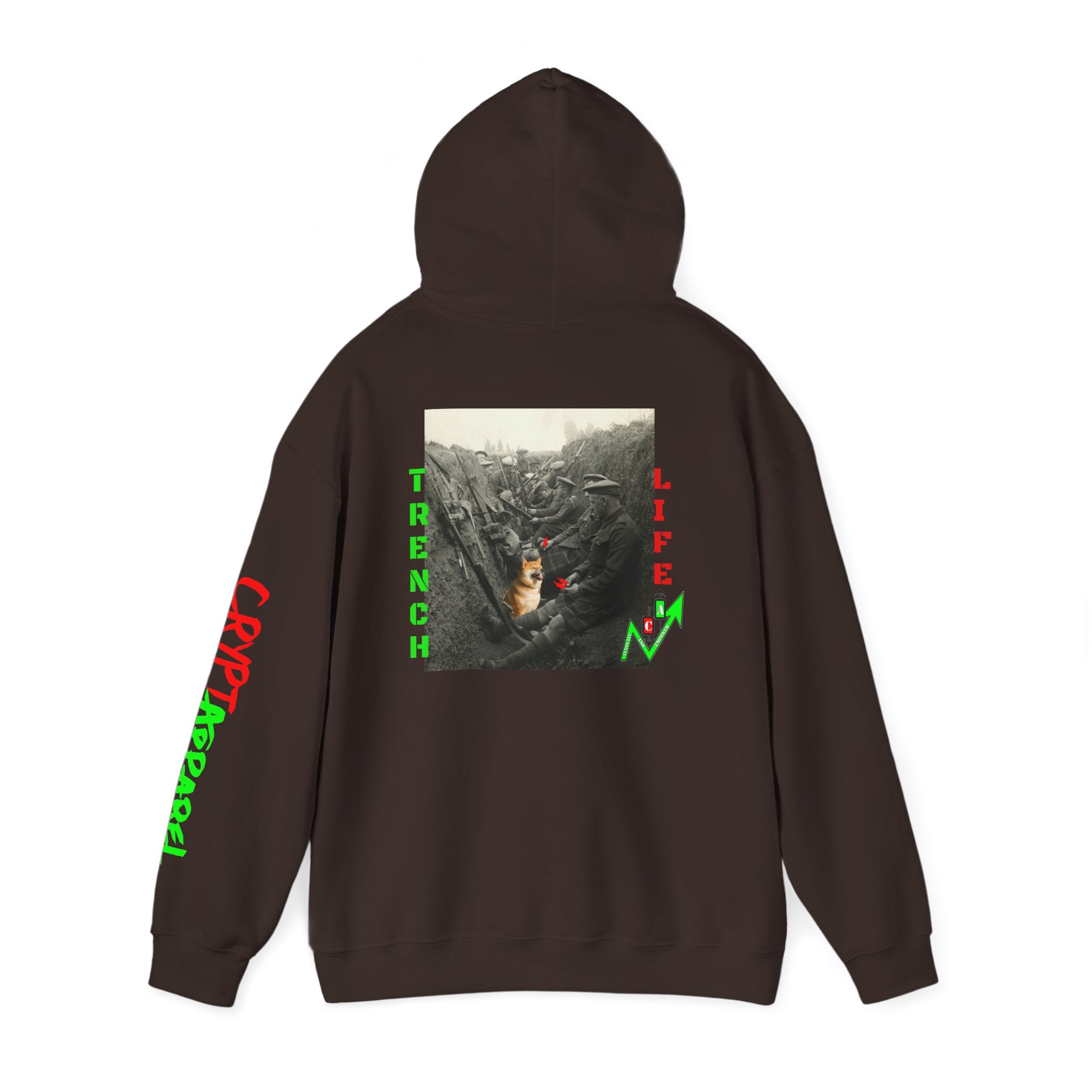The Trenches Crypto Meme Hoodie — Crypt Apparel Trench Life Graphic Streetwear Hoodie