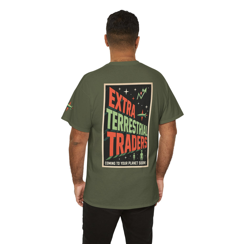 Extra Terrestrial Traders Crypto Graphic Tee — Retro Alien Poster Shirt