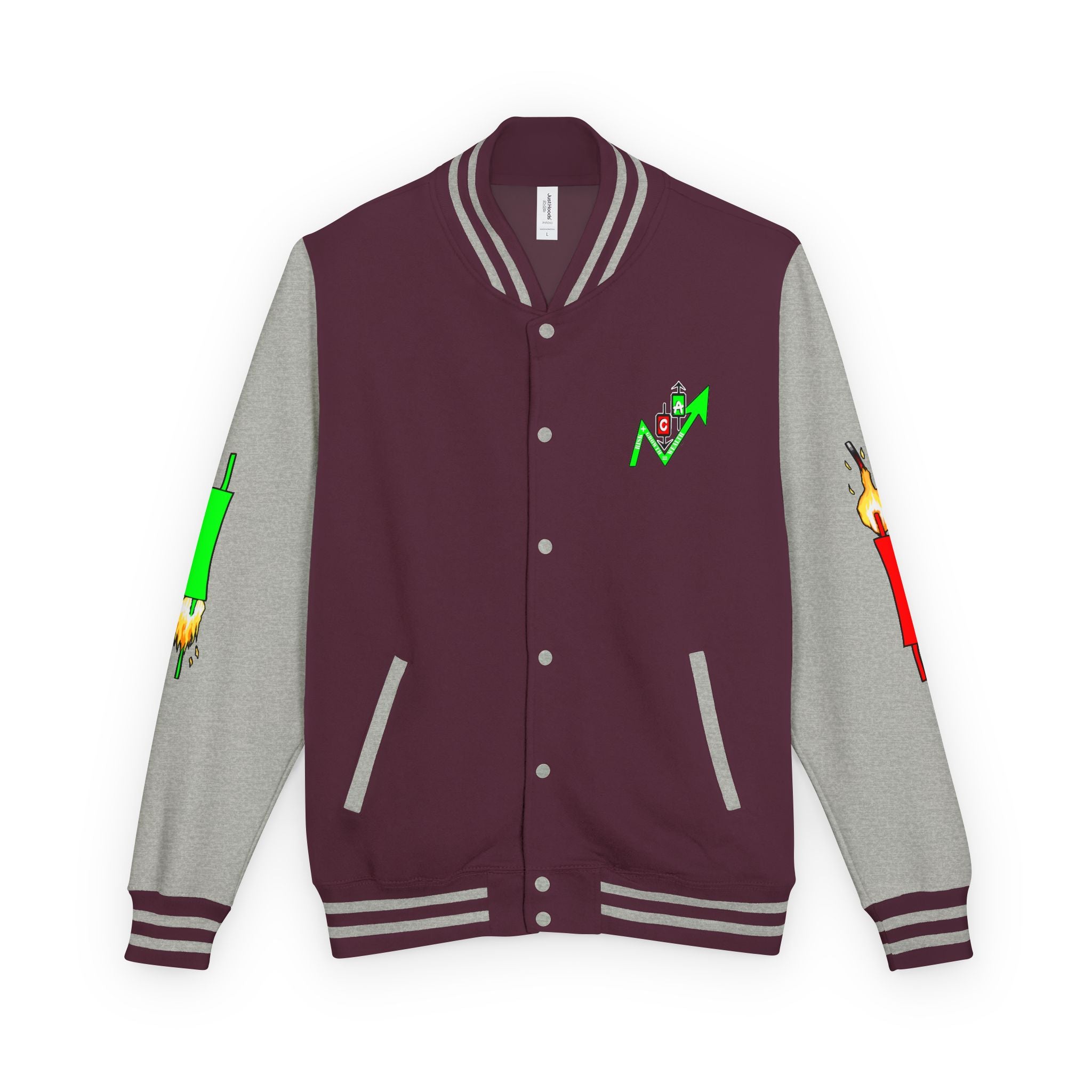 Crypt Apparel Letterman Jacket — 'Crypto Trader' Neon Graffiti Varsity Jacket