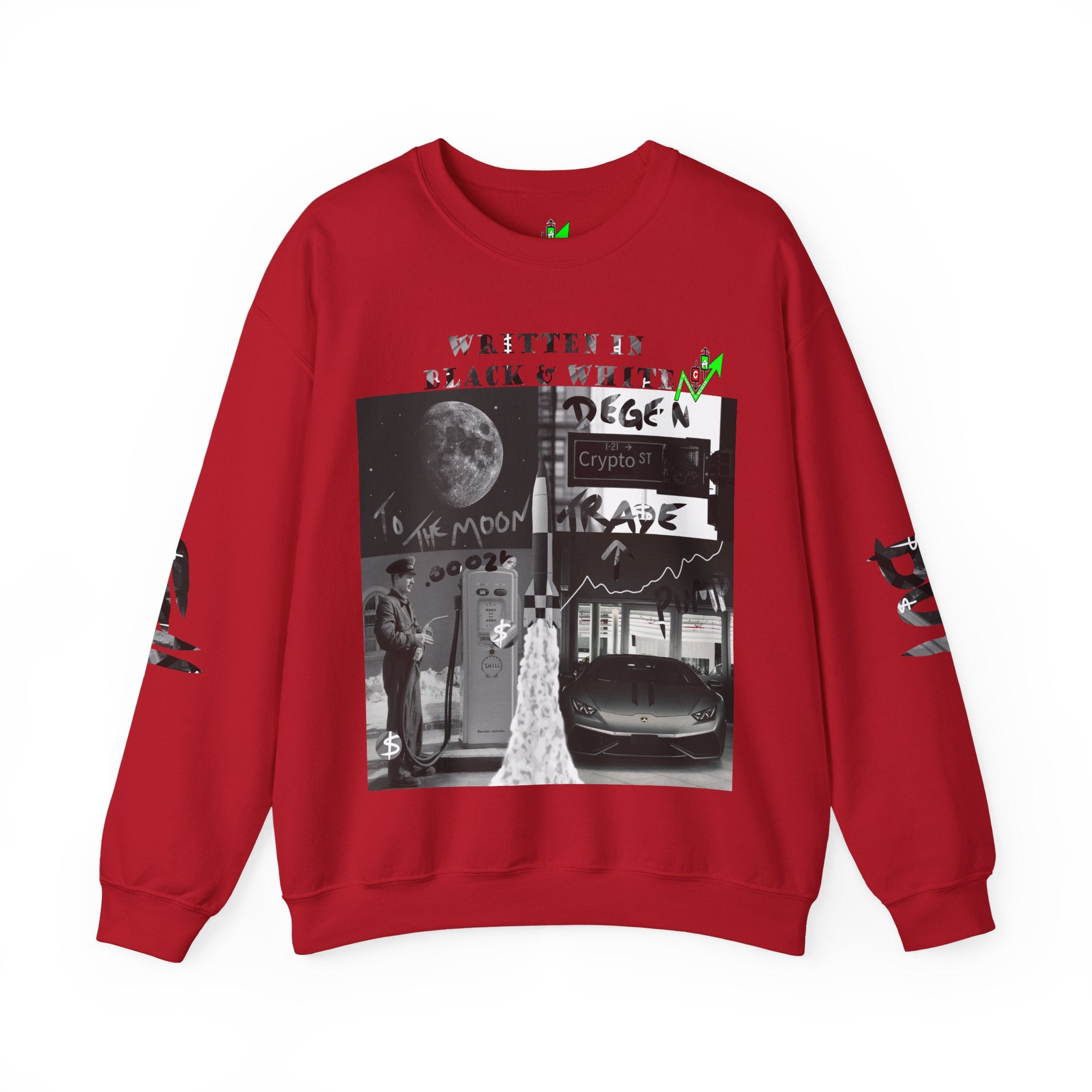 Black & White Street Collage Crypto Crewneck Sweatshirt | Graphic Urban Art