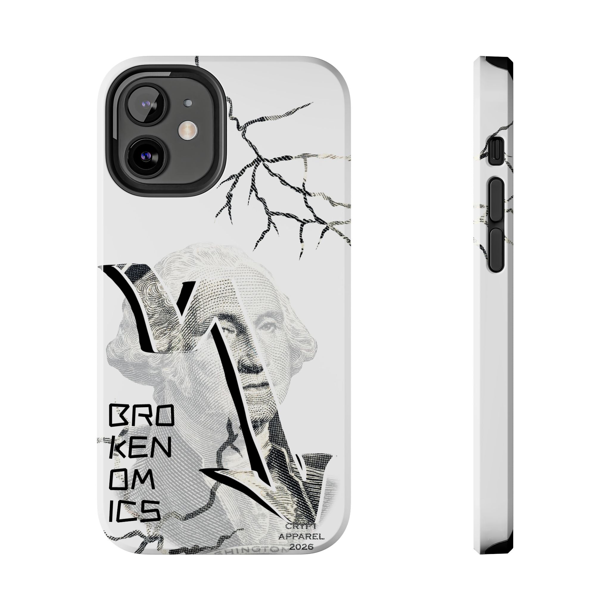Brokenomics Crypto Tough Phone Case — 'Crypt Apparel' Cracked Dollar Graphic Protective Cover