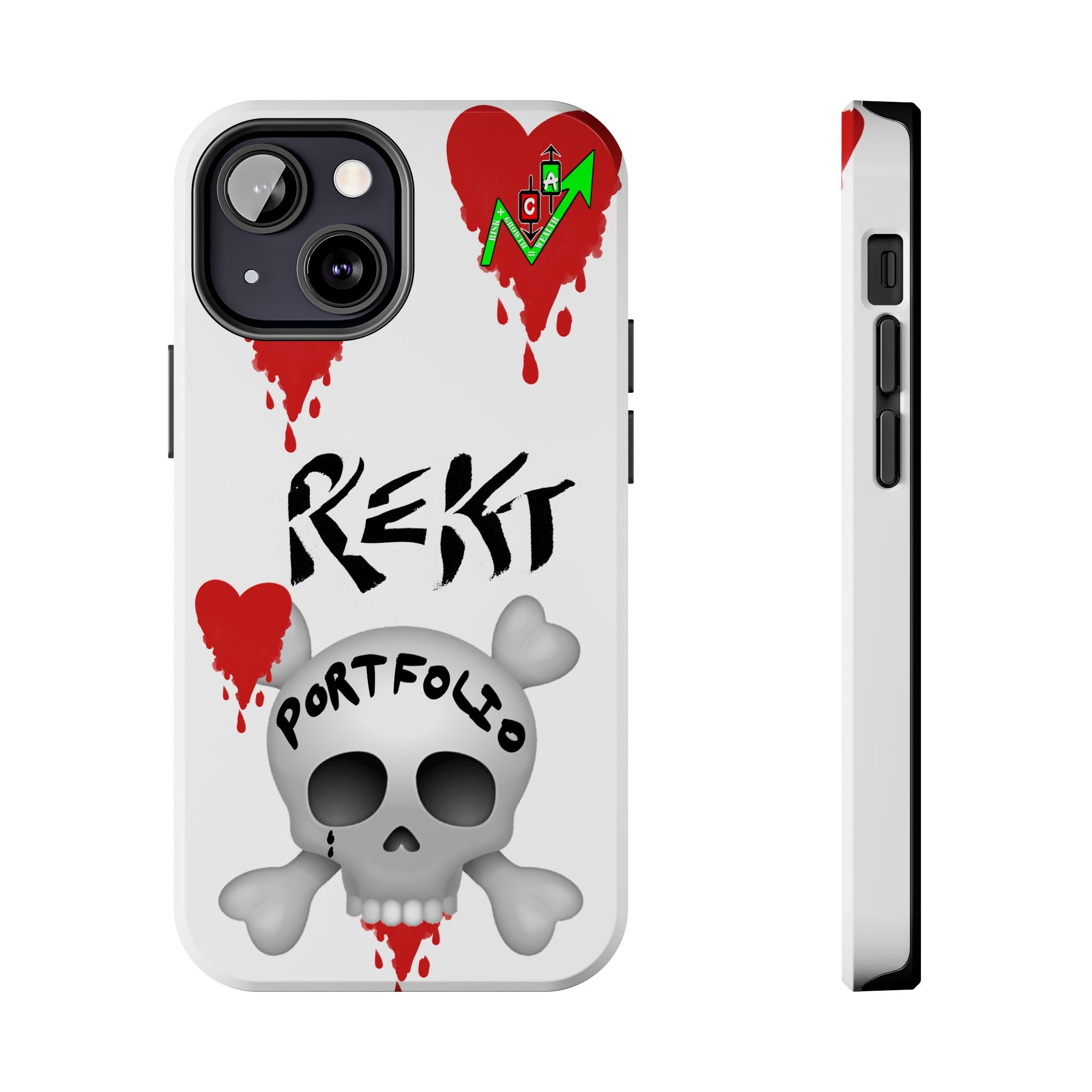 Rekt Portfolio Tough Phone Case — Skull & Dripping Heart Protective Cover