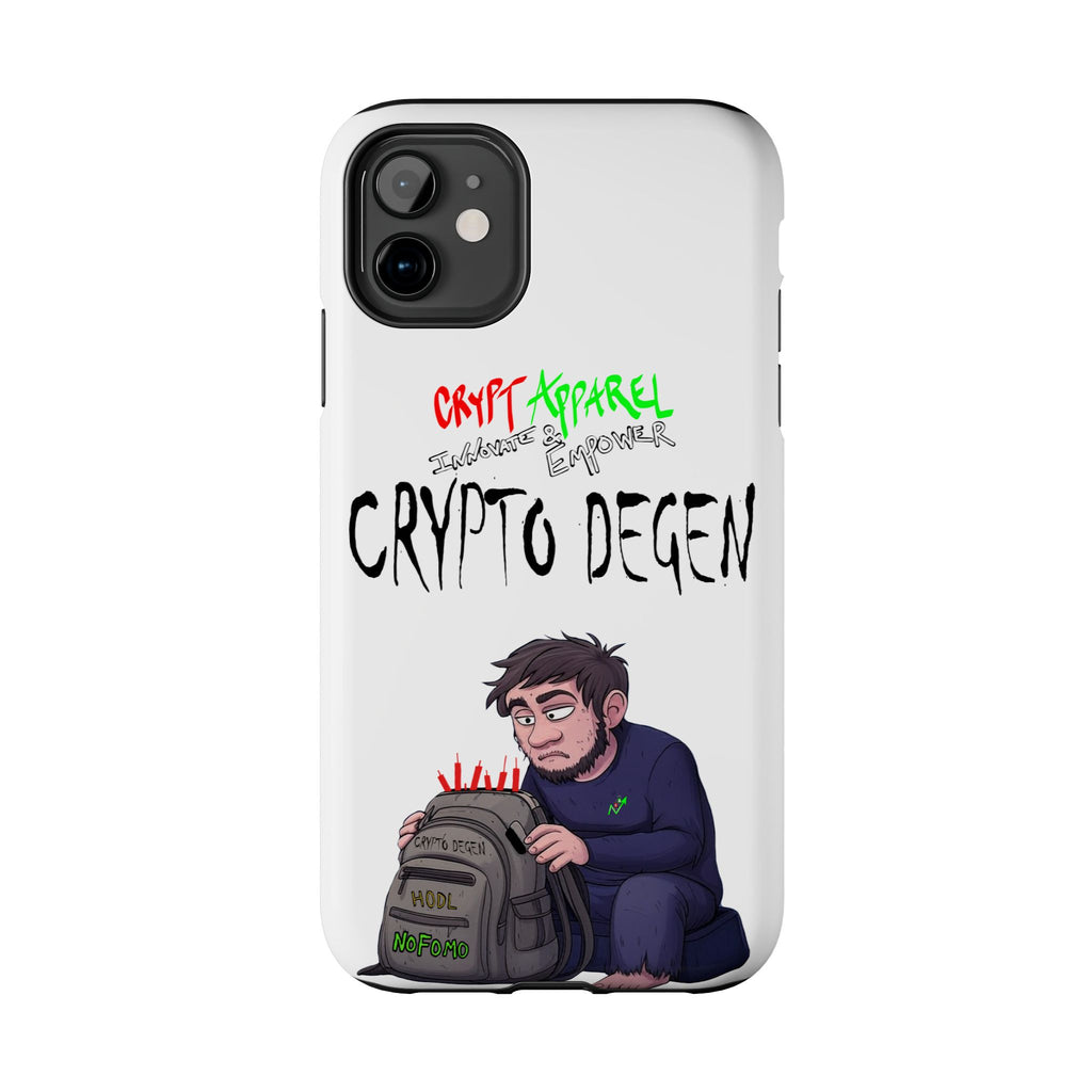 Crypto Degen Tough Phone Case — Cartoon HODL Backpack Design