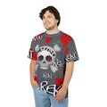 REKT Portfolio graphic t shirt by Crypt Apparel features a skull and crossbones with red candlestick eyes expressing the heart of trade life.