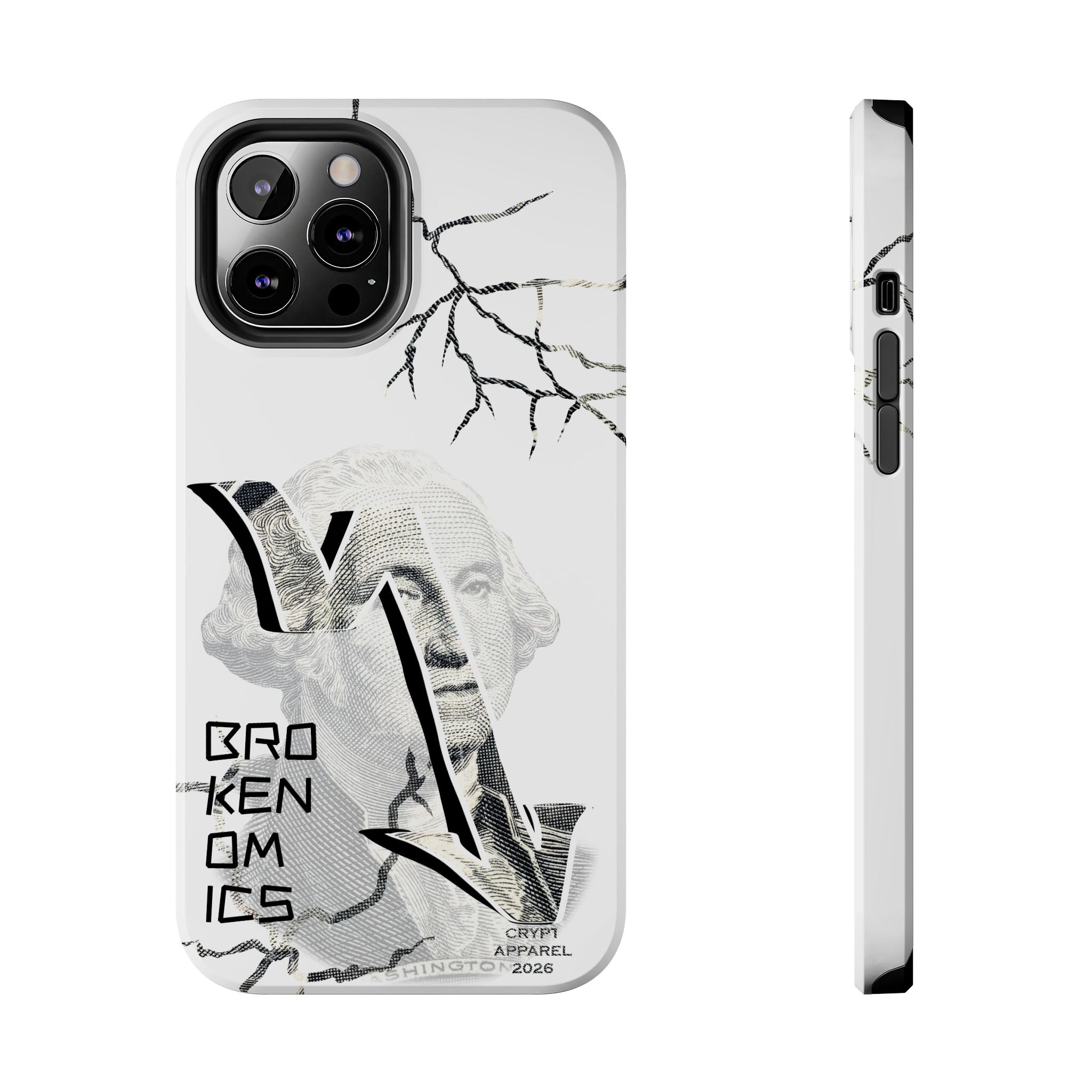 Brokenomics Crypto Tough Phone Case — 'Crypt Apparel' Cracked Dollar Graphic Protective Cover