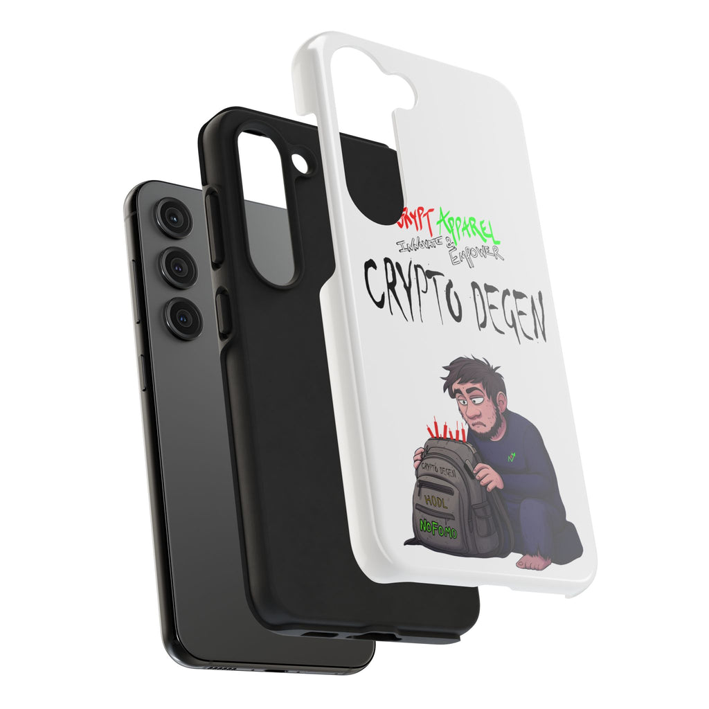 Crypto Degen Tough Phone Case — Cartoon HODL Backpack Design
