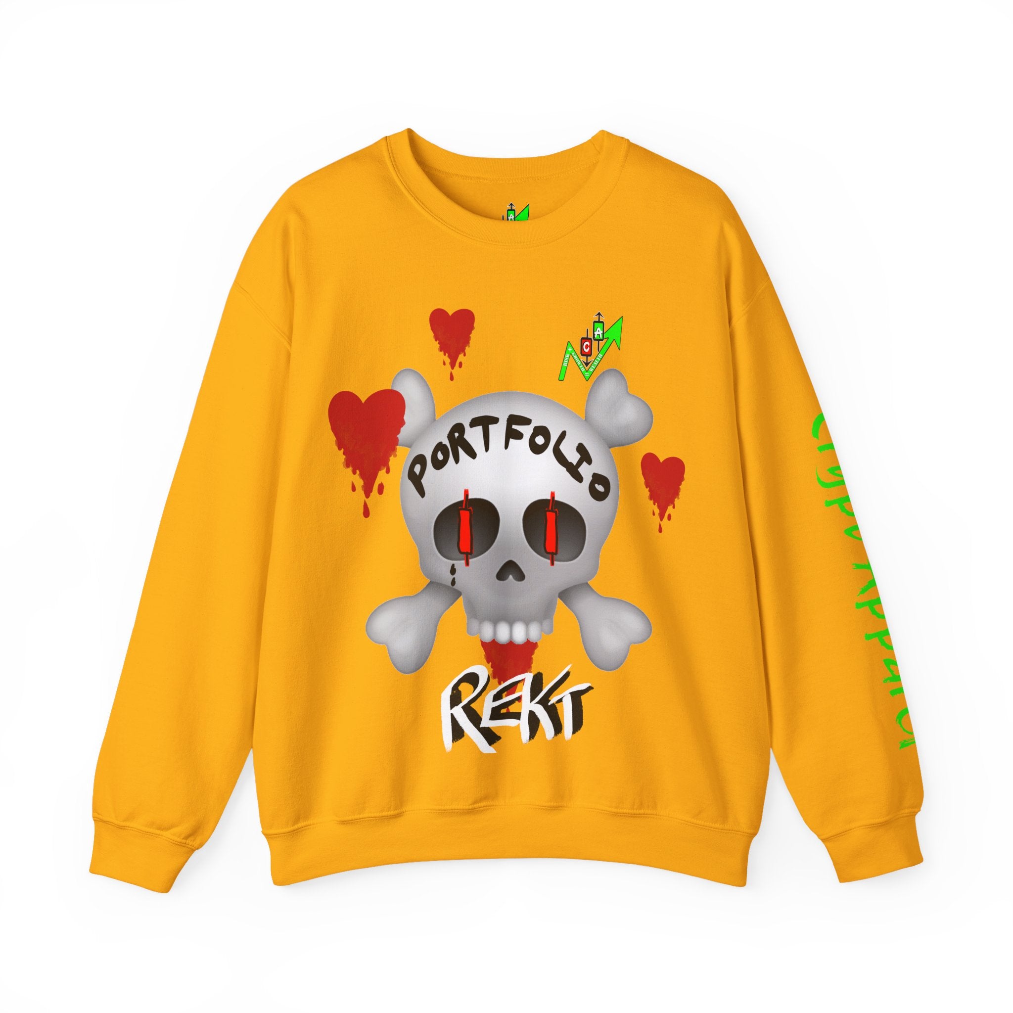 Crypto Rekt Portfolio Crewneck Sweatshirt | Crypt Apparel Streetwear Graphic