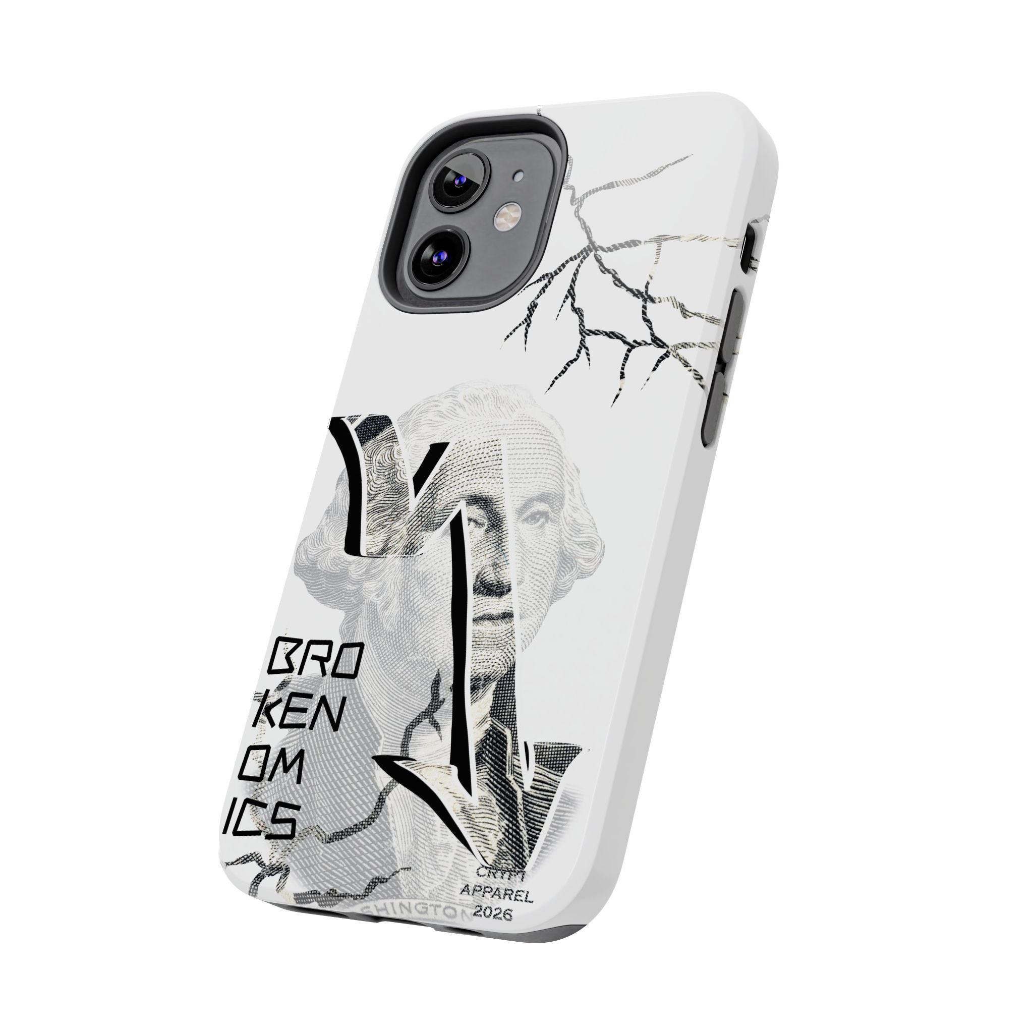 Brokenomics Crypto Tough Phone Case — 'Crypt Apparel' Cracked Dollar Graphic Protective Cover