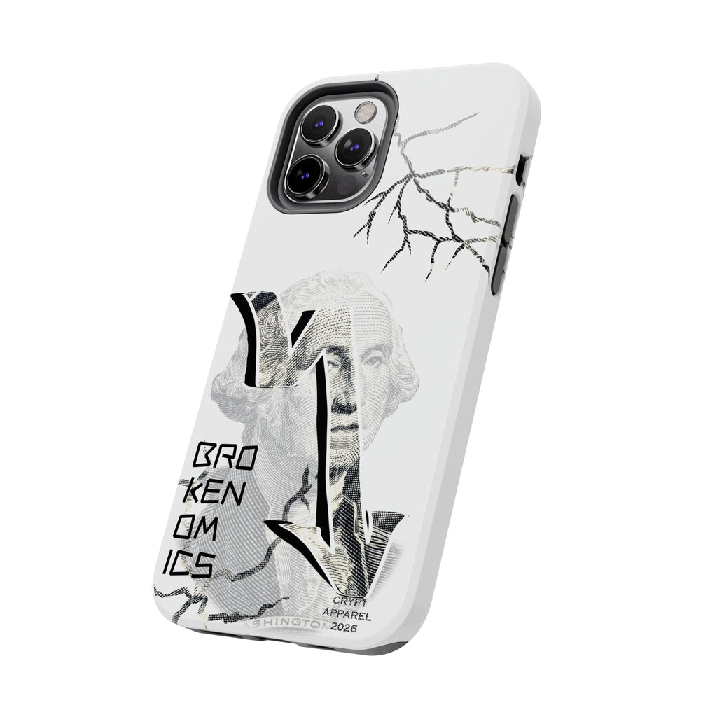 Brokenomics Crypto Tough Phone Case — 'Crypt Apparel' Cracked Dollar Graphic Protective Cover