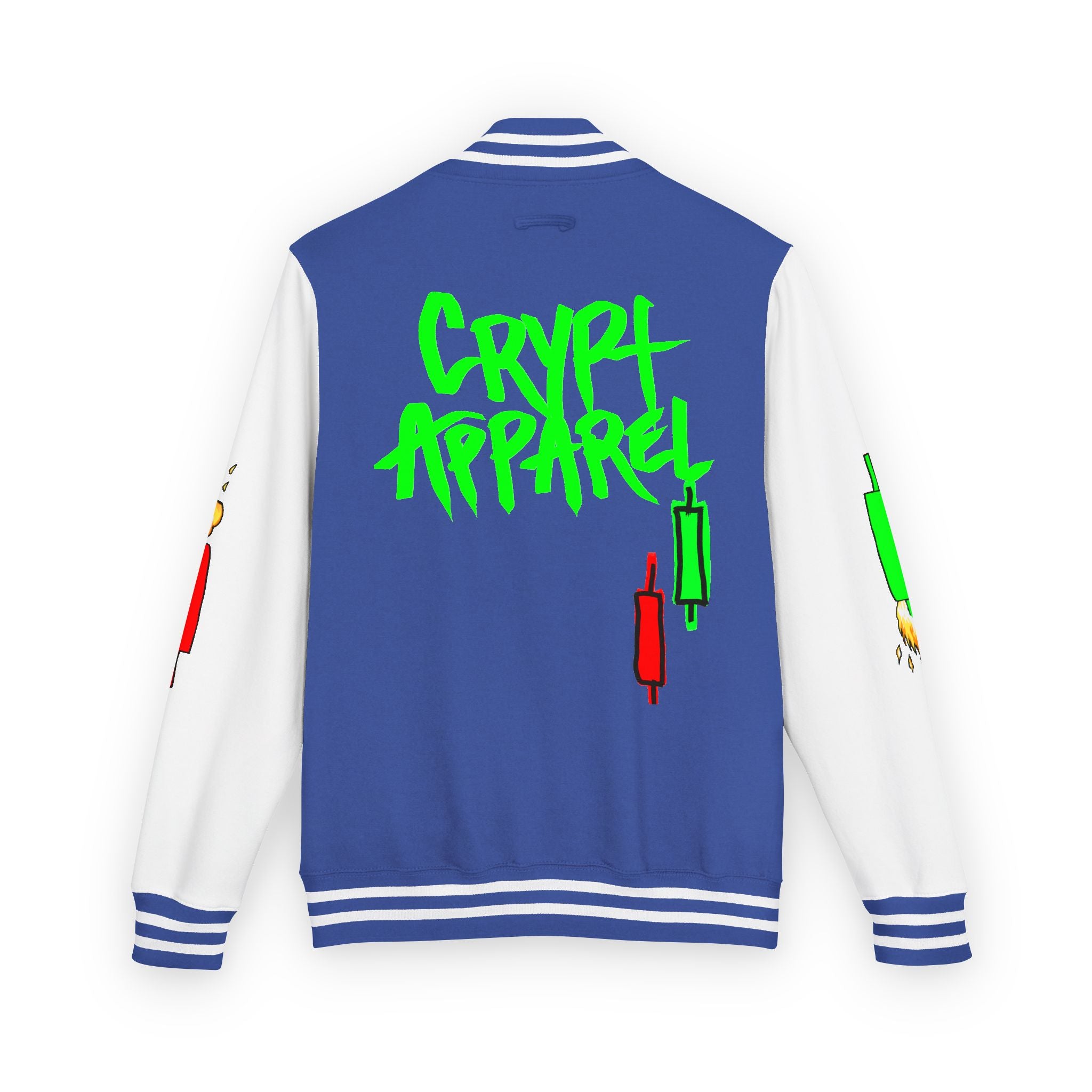 Crypt Apparel Letterman Jacket — 'Crypto Trader' Neon Graffiti Varsity Jacket