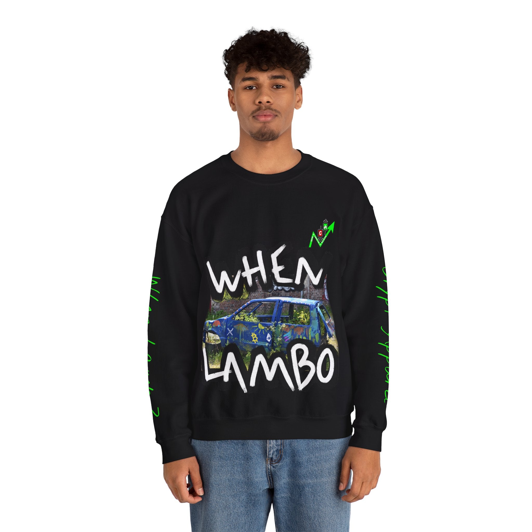 When Lambo Bitcoin inspired Graphic Crewneck Sweatshirt | Crypto Art Streetwear