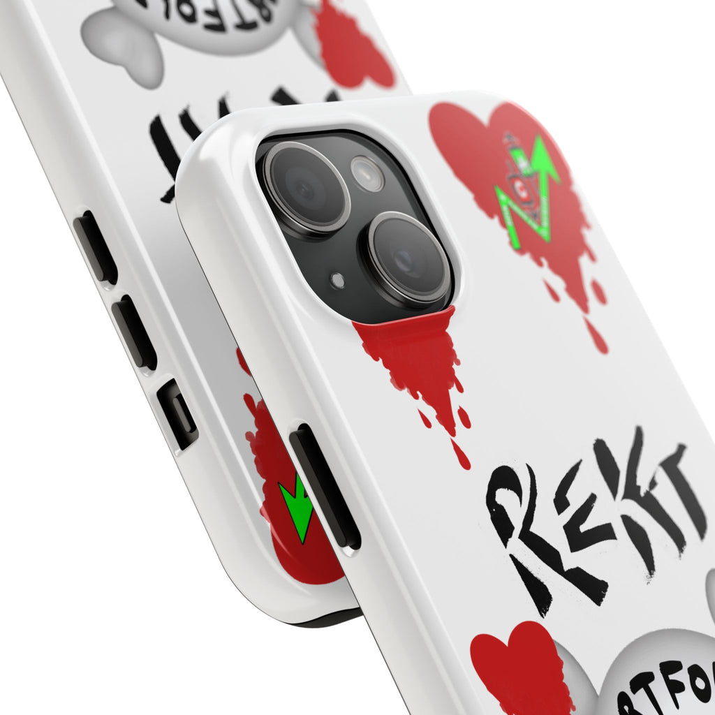 Rekt Portfolio Tough Phone Case — Skull & Dripping Heart Protective Cover