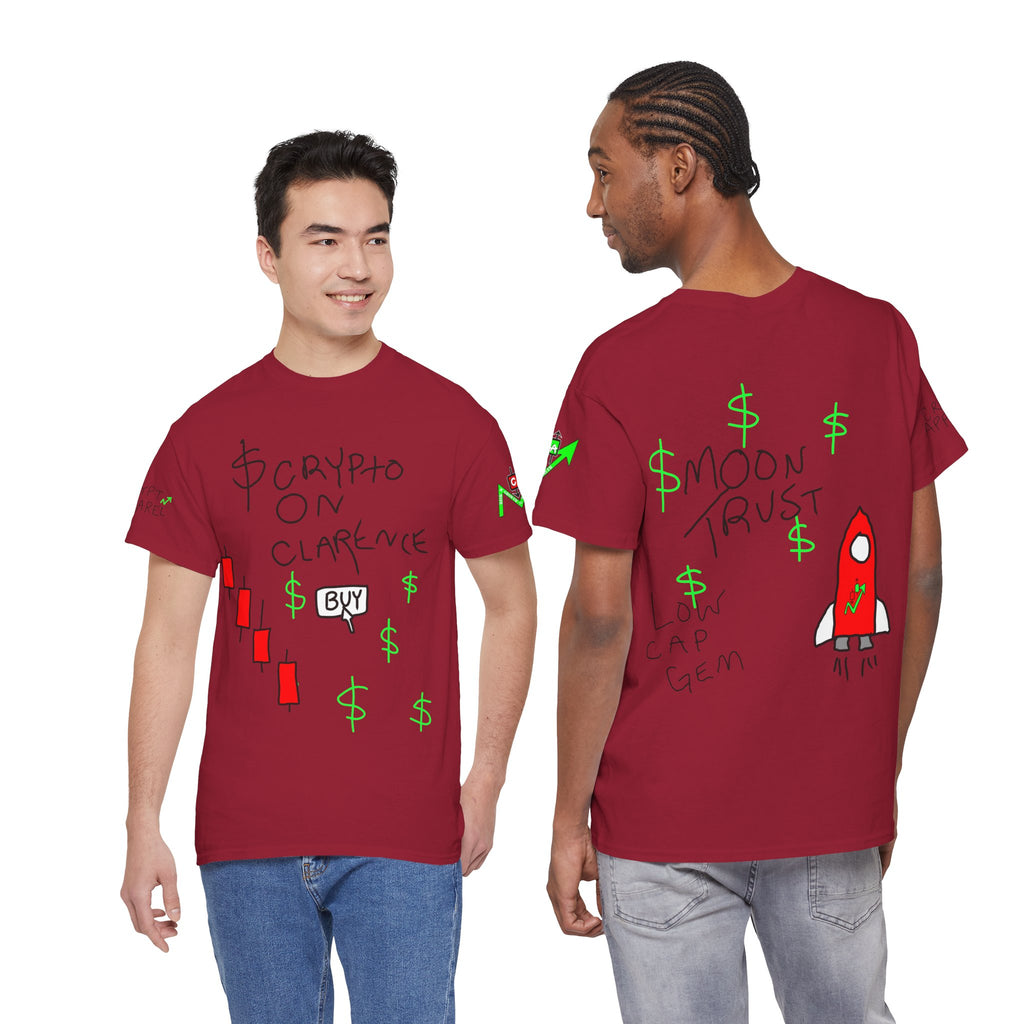 Crypto on Clarence Tee — "Crypt Apparel" / "crypto illiterate" Graphic Shirt