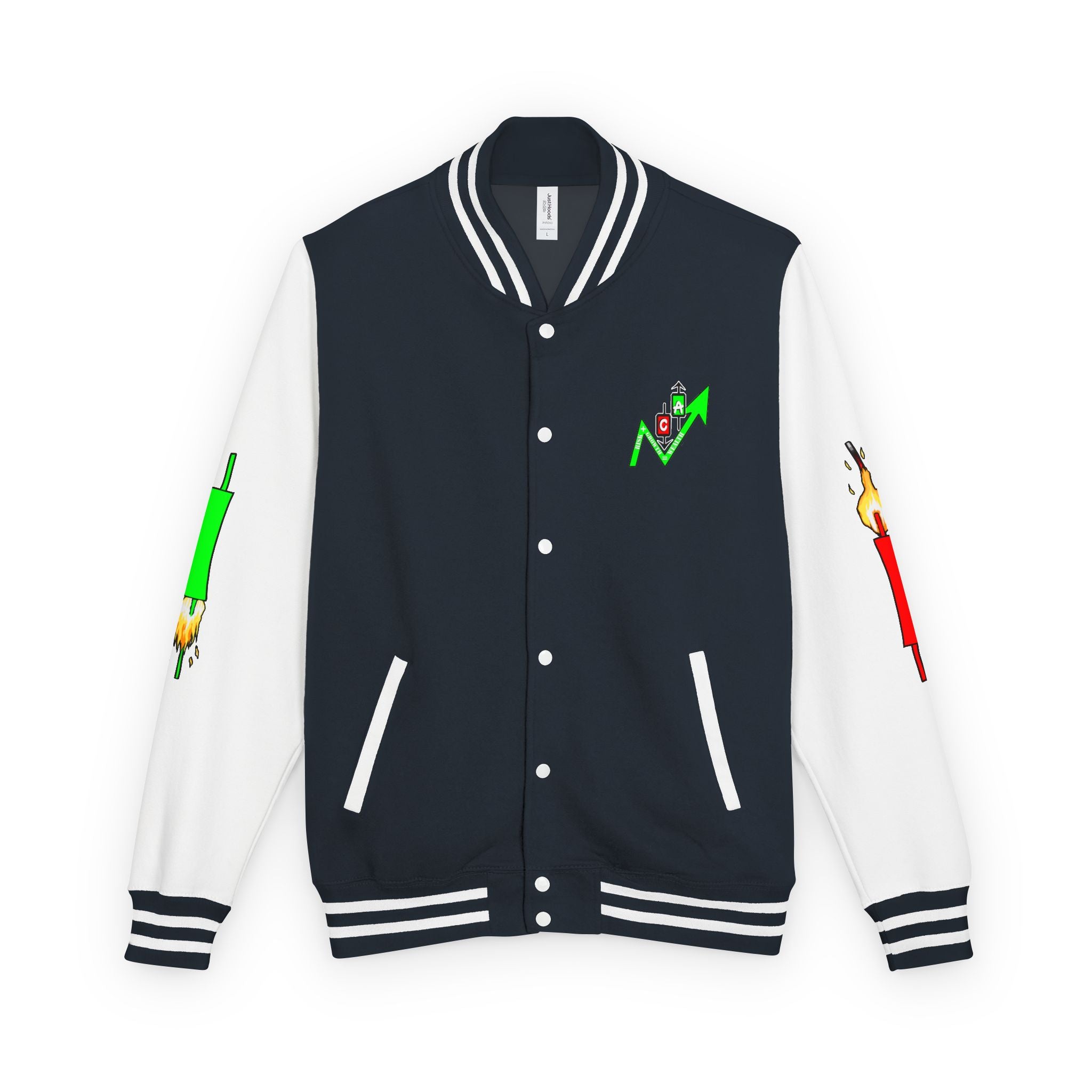 Crypt Apparel Letterman Jacket — 'Crypto Trader' Neon Graffiti Varsity Jacket