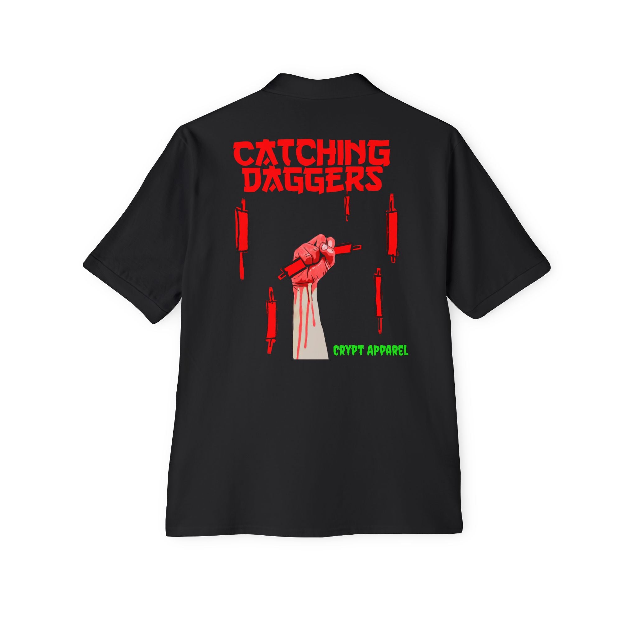 Catching Daggers Crypto Polo — Crypt Apparel Graphic Men's Piqué Shirt