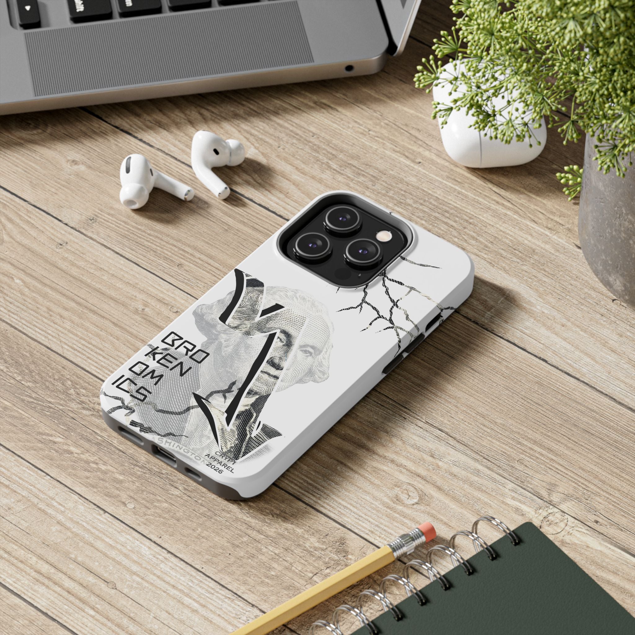 Brokenomics Crypto Tough Phone Case — 'Crypt Apparel' Cracked Dollar Graphic Protective Cover