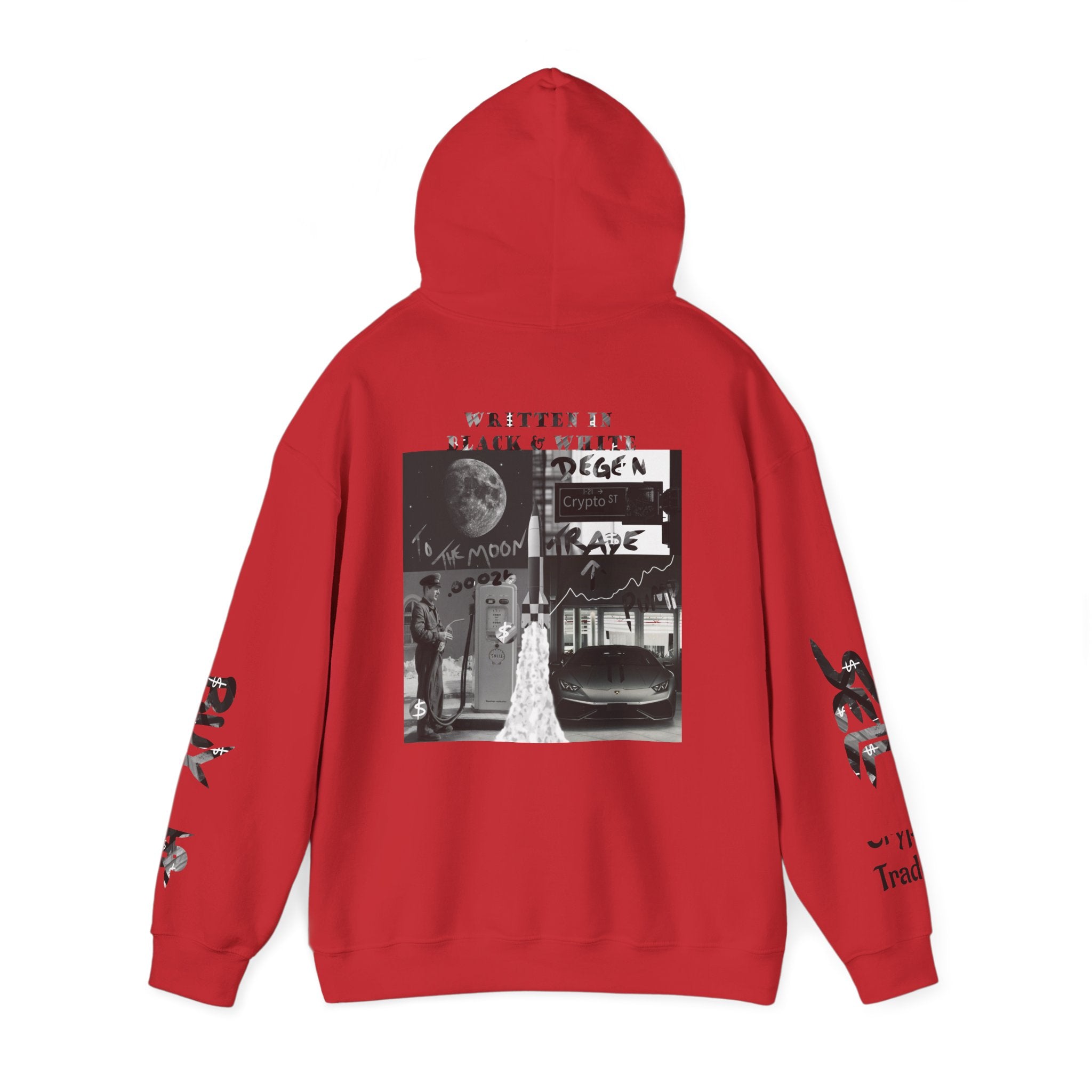 Black & White Crypto Collage Hoodie | Crypt Apparel Graphic Sweatshirt