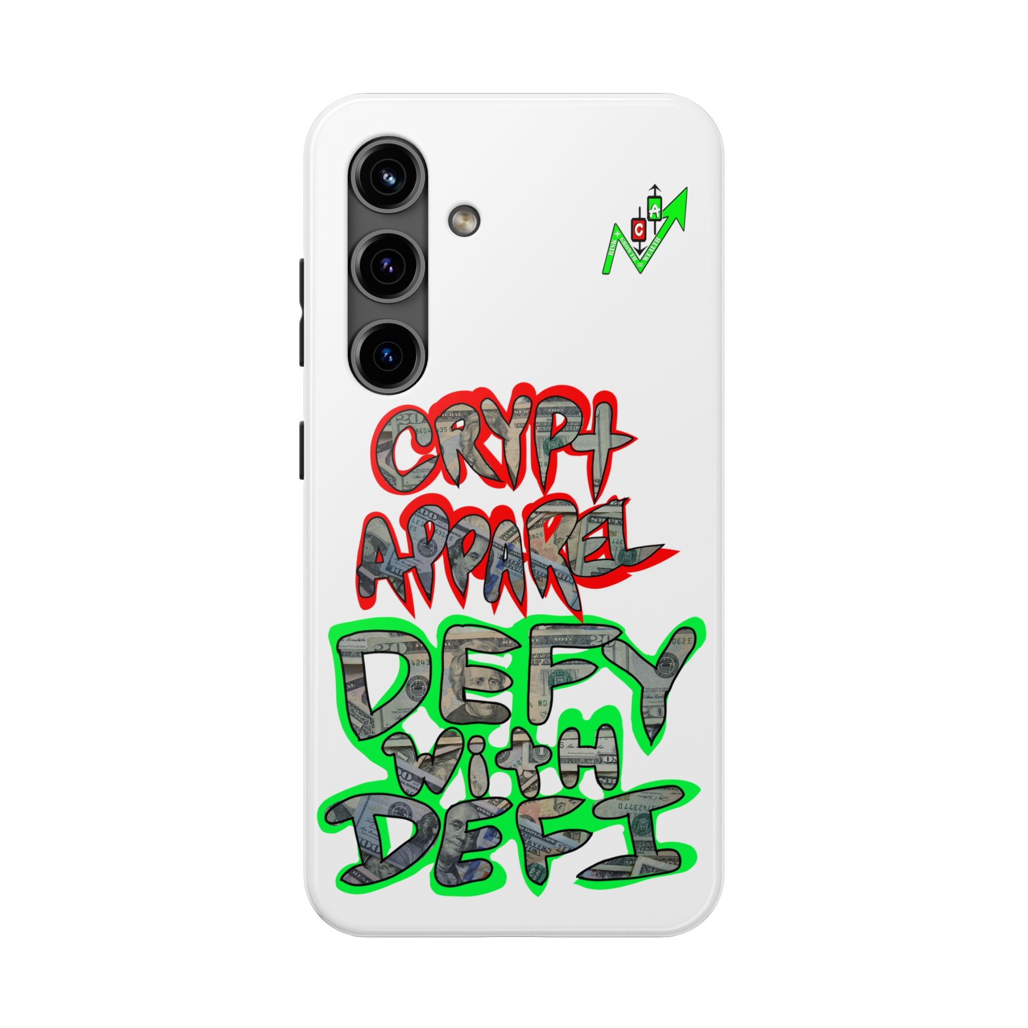 DEFY with DEFI Tough Phone Case — "Crypt Apparel: "Money" Graffiti Crypto Design