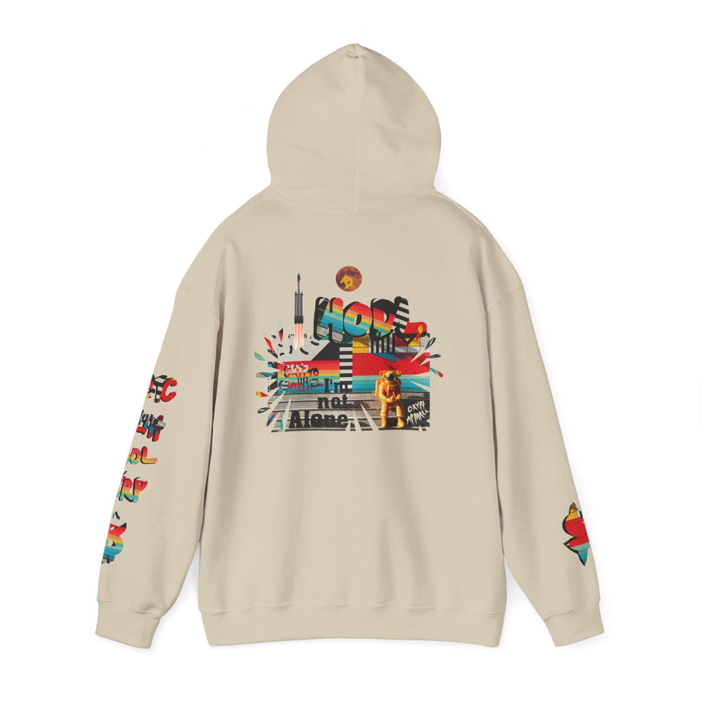Urban Jungle Crypto Bitcoin Hoodie — Crypt Apparel Astronaut “Not Alone” Graphic Pullover