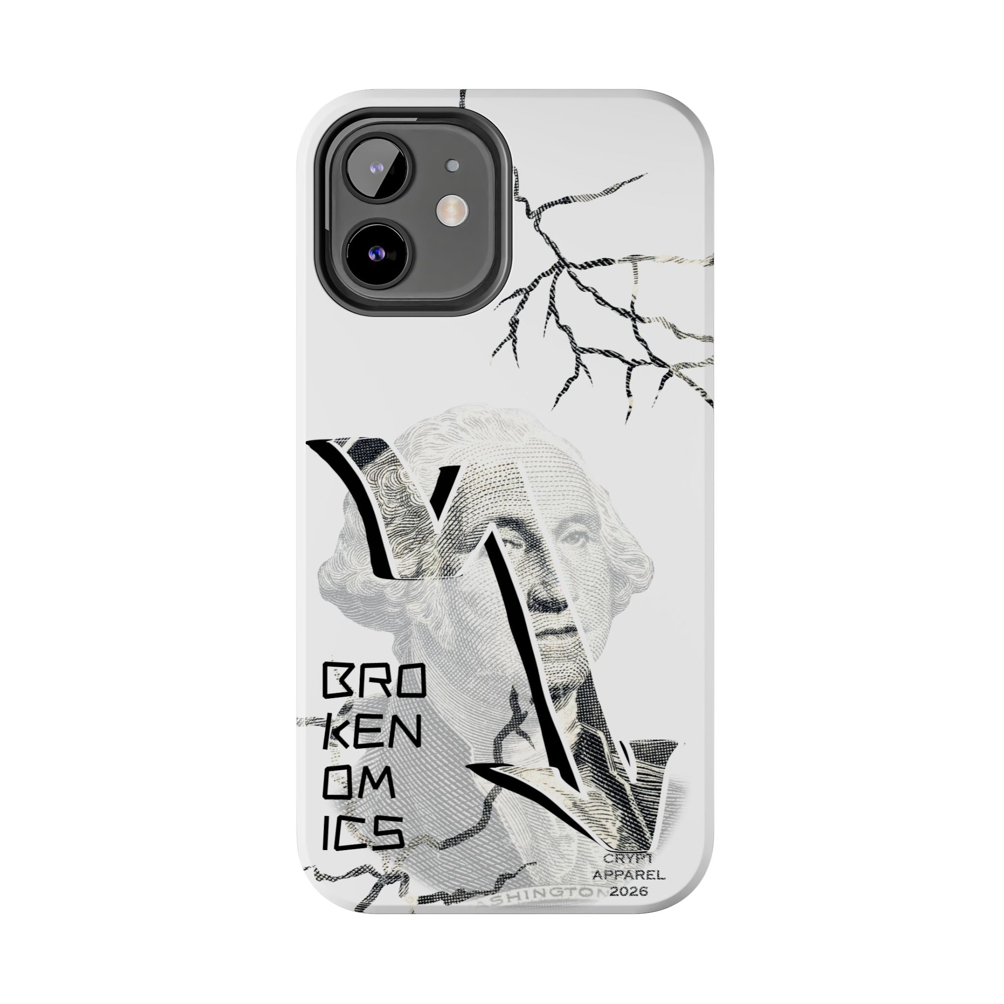 Brokenomics Crypto Tough Phone Case — 'Crypt Apparel' Cracked Dollar Graphic Protective Cover