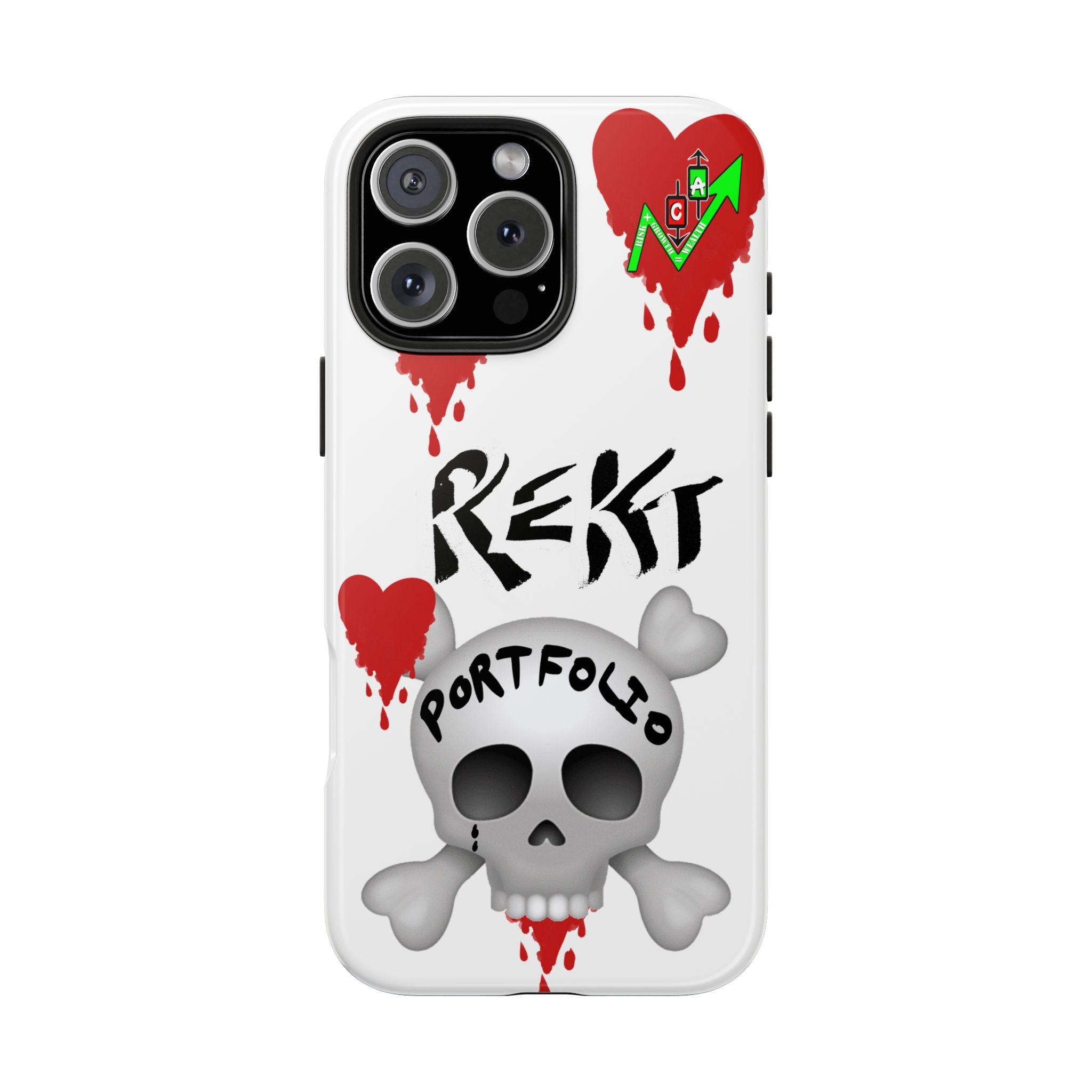 Rekt Portfolio Tough Phone Case — Skull & Dripping Heart Protective Cover