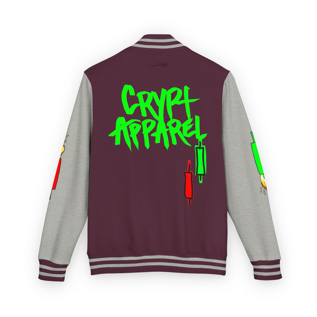 Crypt Apparel Letterman Jacket — 'Crypto Trader' Neon Graffiti Varsity Jacket