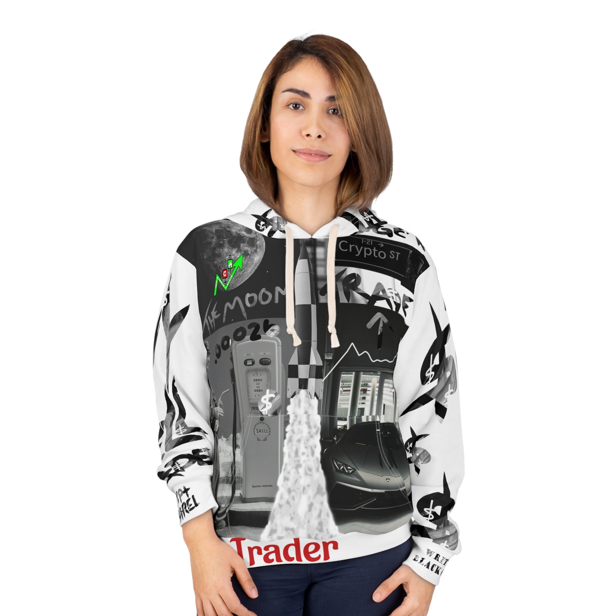 Crypto B&W Hoodie | Collage Streetwear, Crypt Apparel