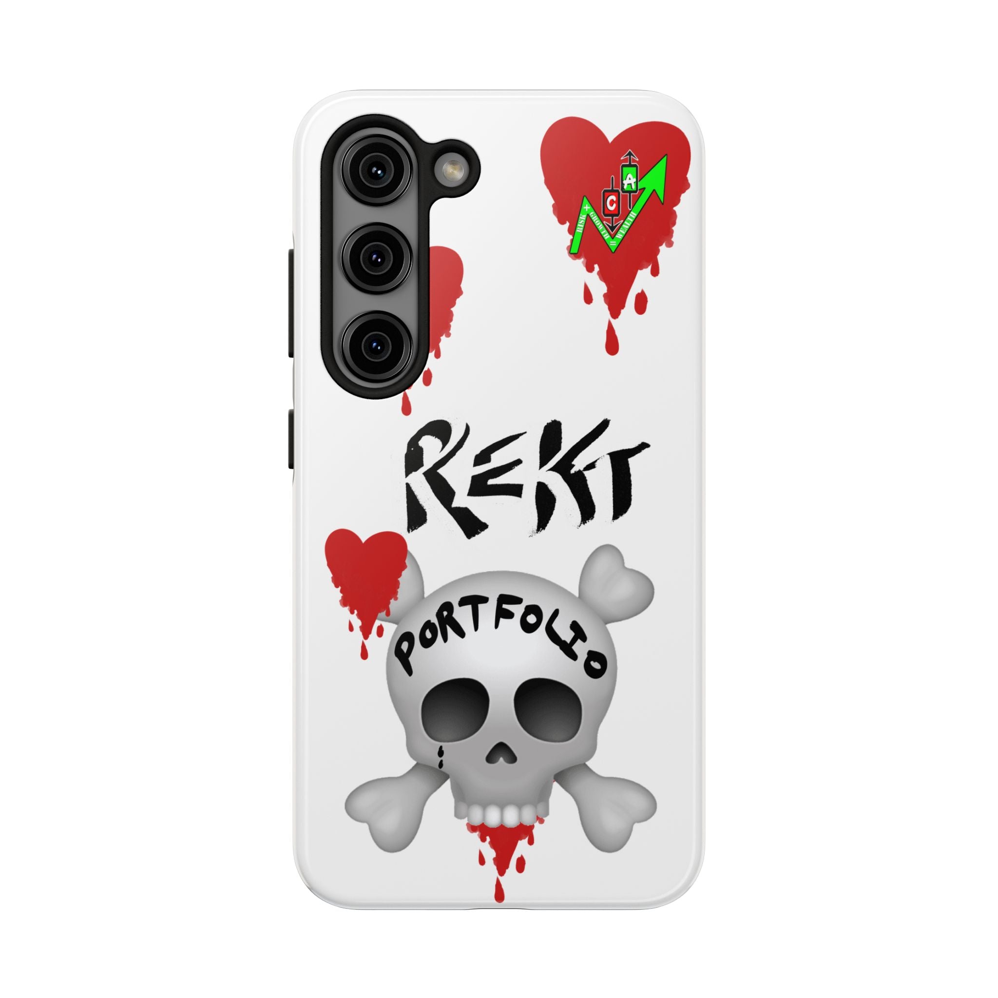 Rekt Portfolio Tough Phone Case — Skull & Dripping Heart Protective Cover