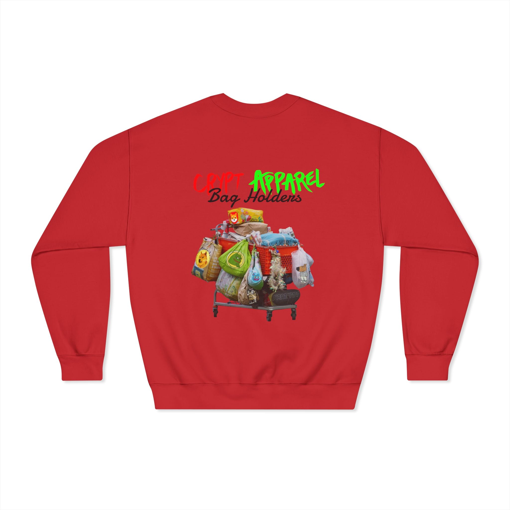 Bag Holders Meme Coin Crypto Crewneck Sweatshirt — "Crypt Apparel" Graphic
