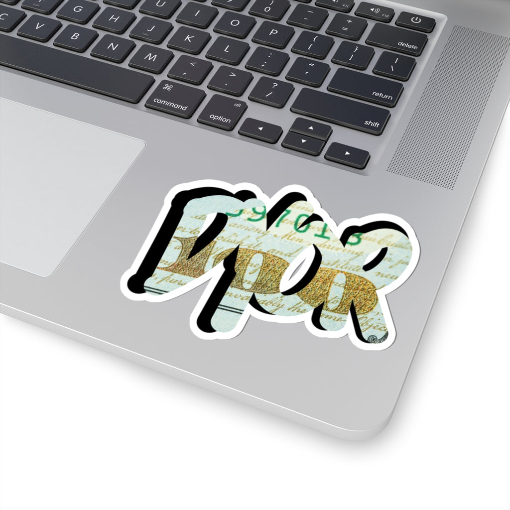 DYOR Graffiti Script Crypto Kiss-Cut Sticker — Crypt Apparel Retro Money Script Laptop Decal