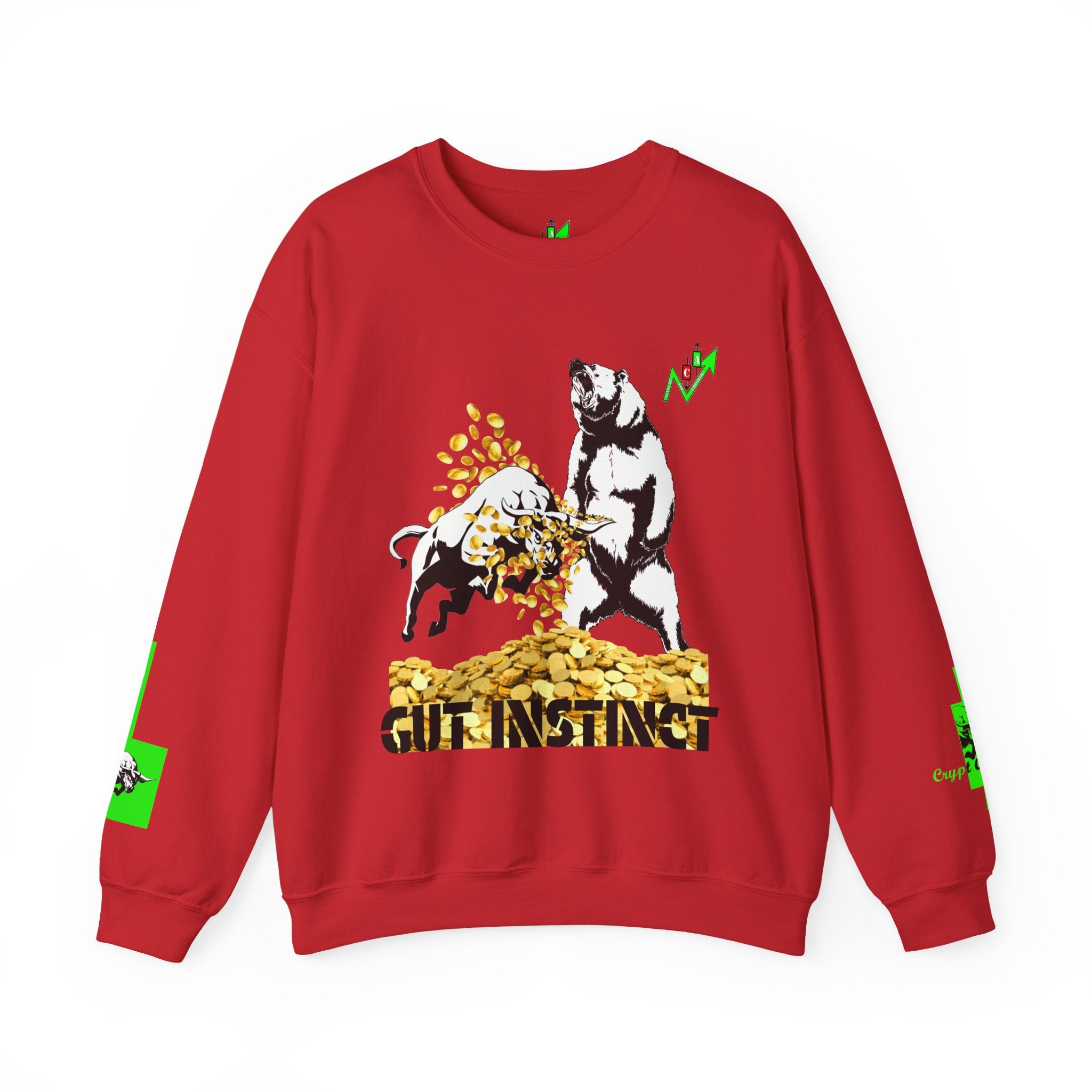 Gut Instinct Bull vs Bear Crypto Crewneck - Slay The Bears Market Sweatshirt