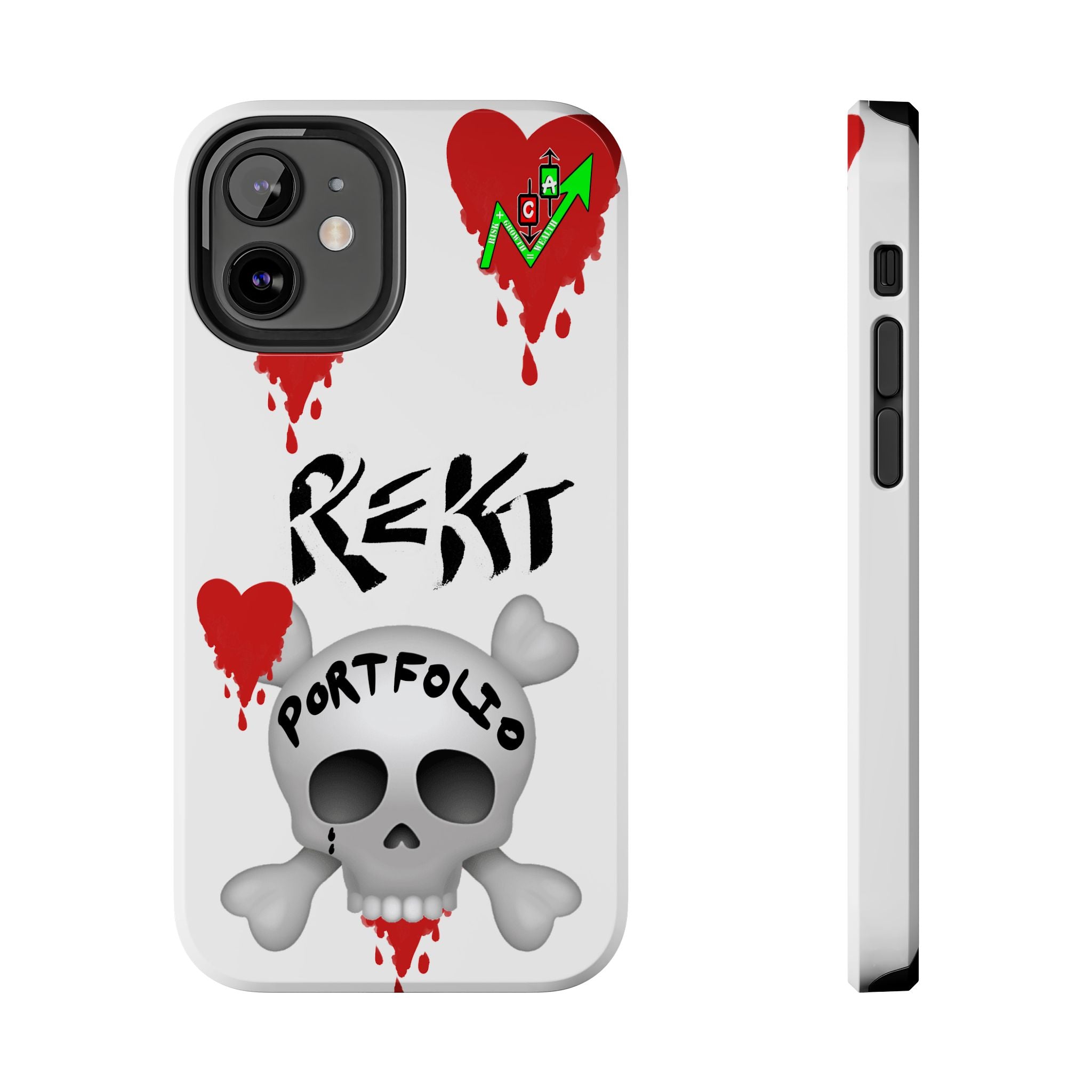 Rekt Portfolio Tough Phone Case — Skull & Dripping Heart Protective Cover