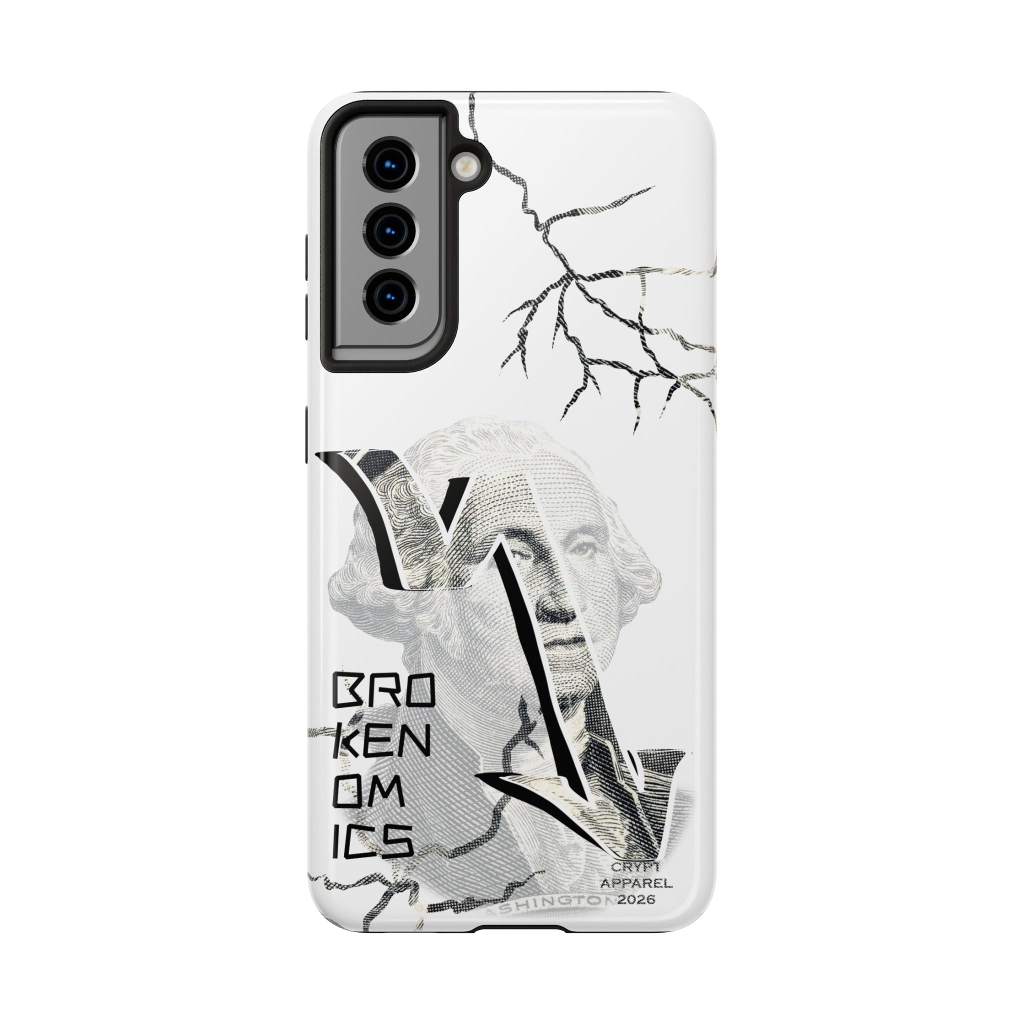 Brokenomics Crypto Tough Phone Case — 'Crypt Apparel' Cracked Dollar Graphic Protective Cover