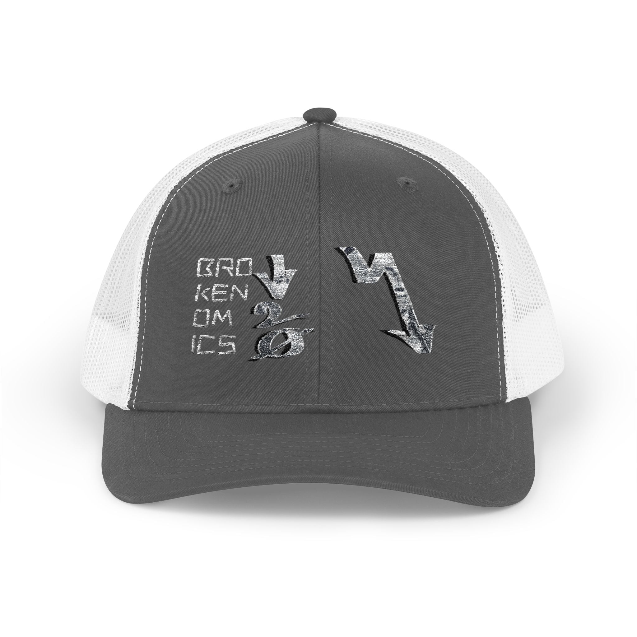 Brokenomics Crypto Trucker Cap - Crypt Apparel Distressed Arrow Graphic Snapback