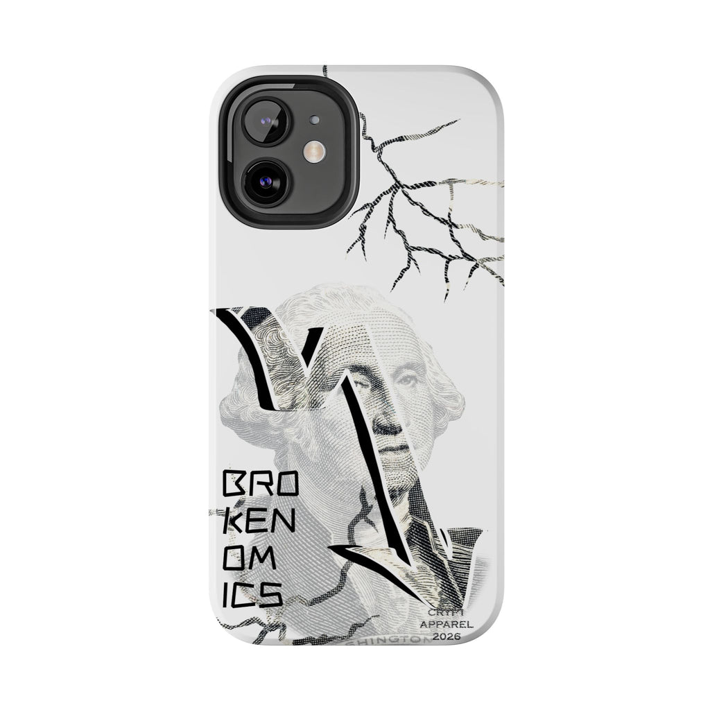Brokenomics Crypto Tough Phone Case — 'Crypt Apparel' Cracked Dollar Graphic Protective Cover