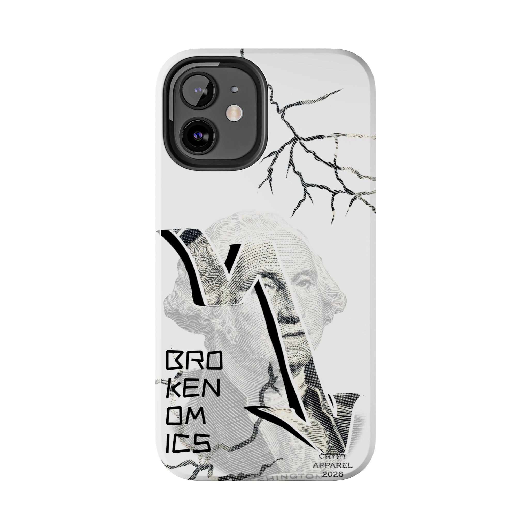 Brokenomics Crypto Tough Phone Case — 'Crypt Apparel' Cracked Dollar Graphic Protective Cover