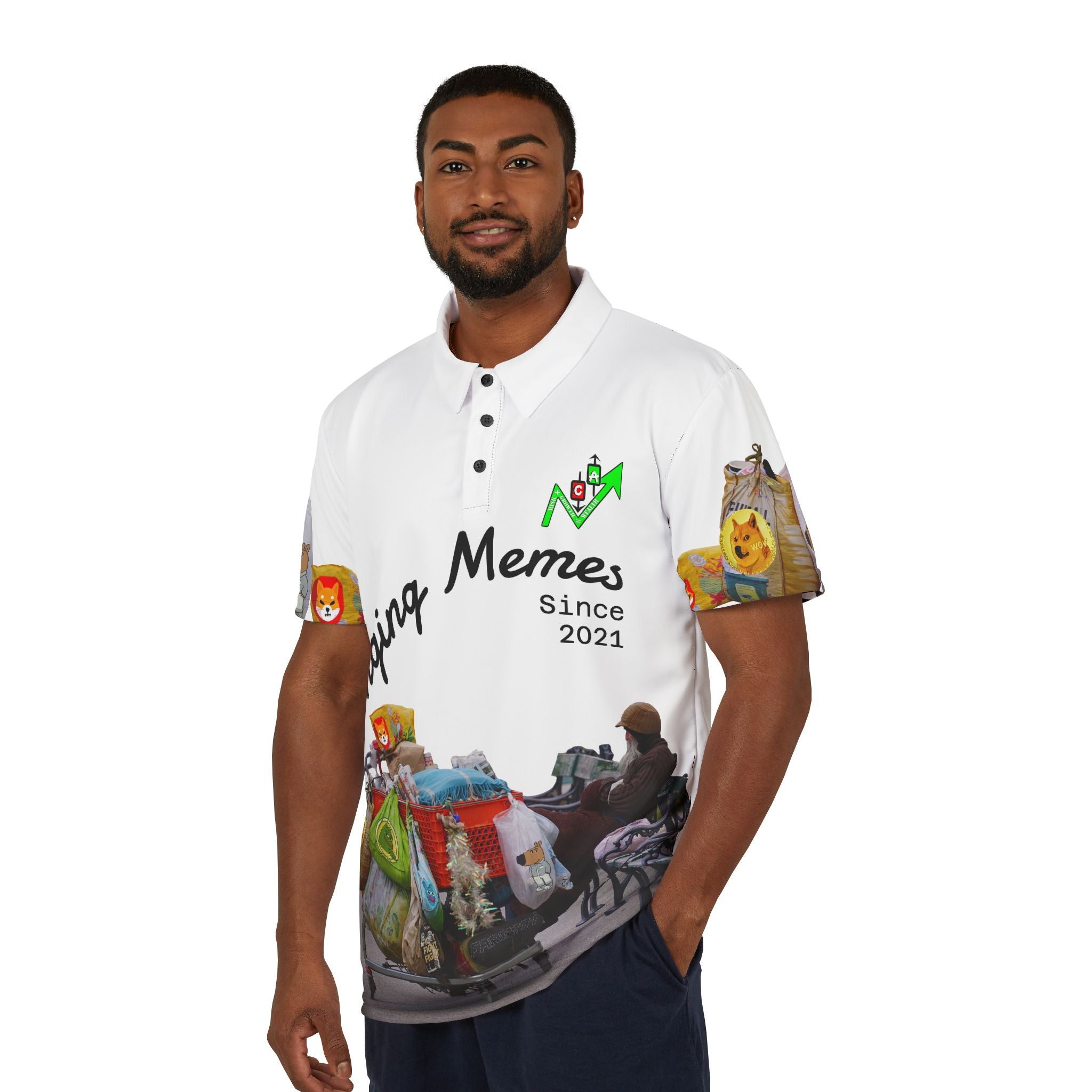 Bag Holders Polo Shirt — 'Crypt Apparel' Meme Coin All-Over Print