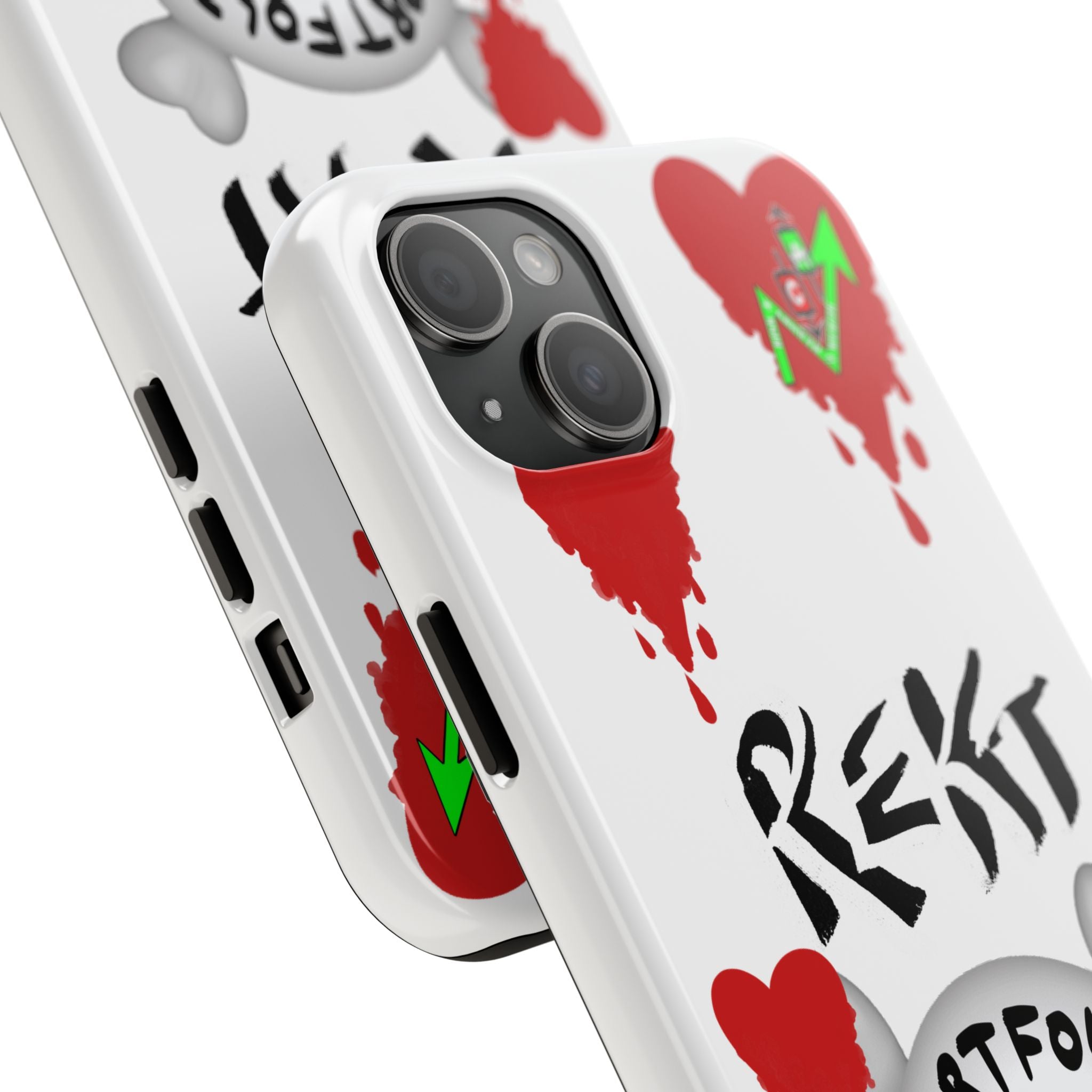 Rekt Portfolio Tough Phone Case — Skull & Dripping Heart Protective Cover