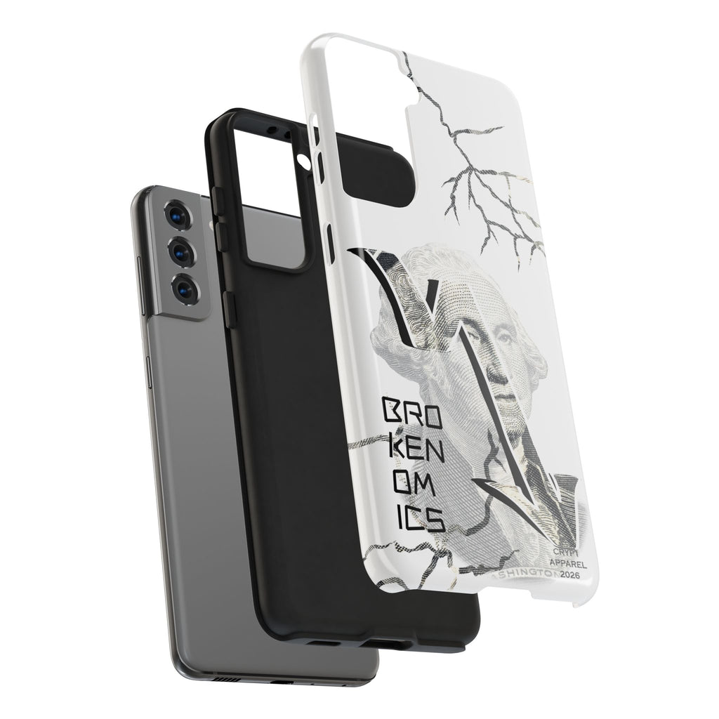 Brokenomics Crypto Tough Phone Case — 'Crypt Apparel' Cracked Dollar Graphic Protective Cover