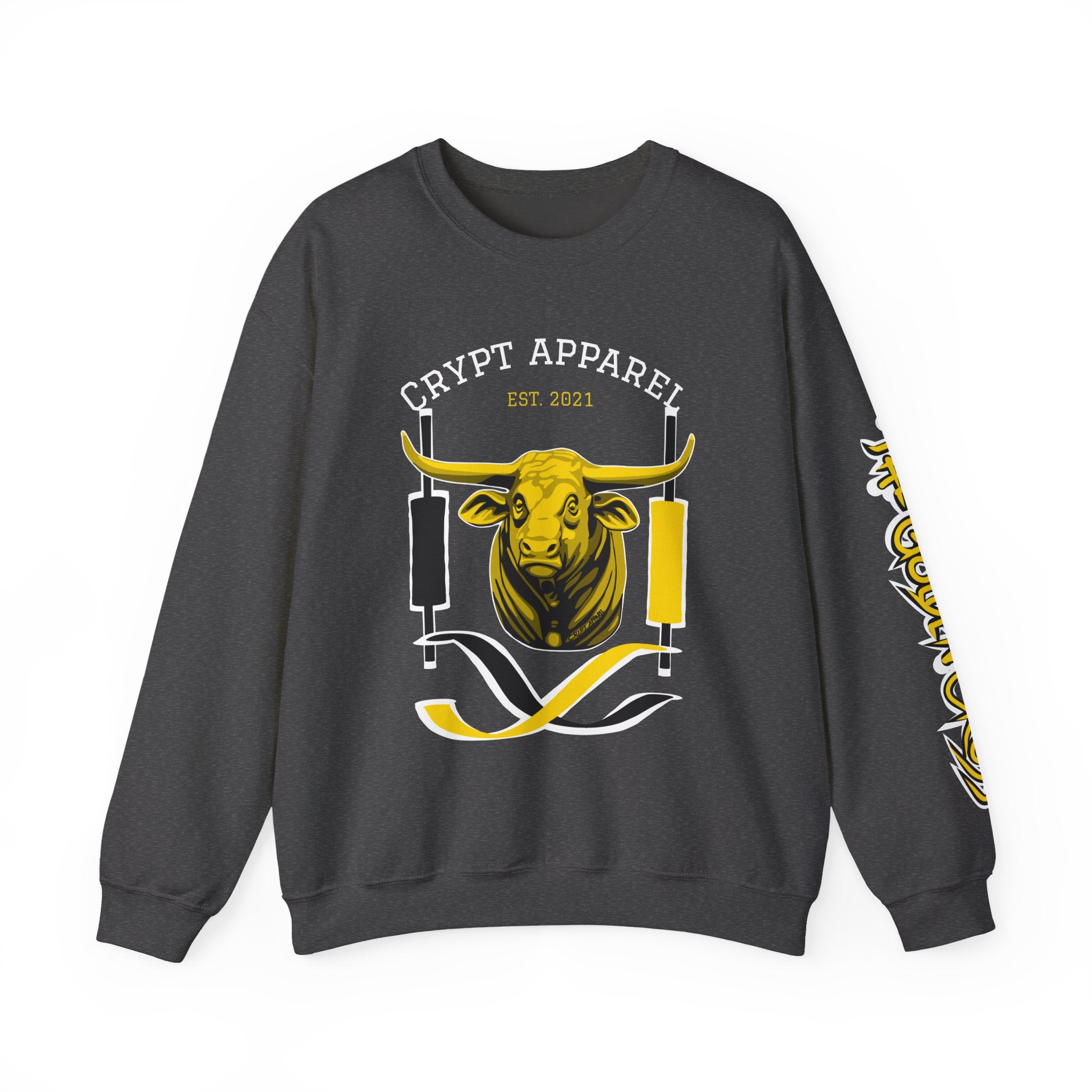 Golden Cross Bull Market Crewneck Sweatshirt – Crypt Apparel Graphic Pullover