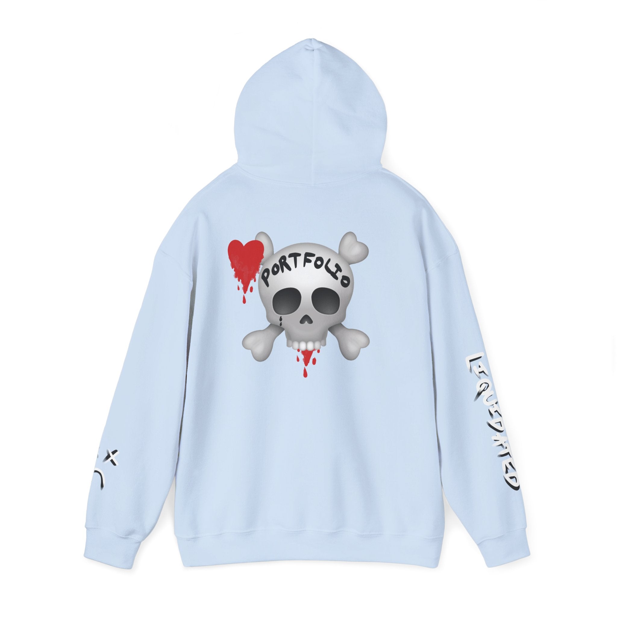 Rekt Portfolio Crypto Trading Hoodie – Crypt Apparel Skull Heart Graffiti Streetwear Pullover