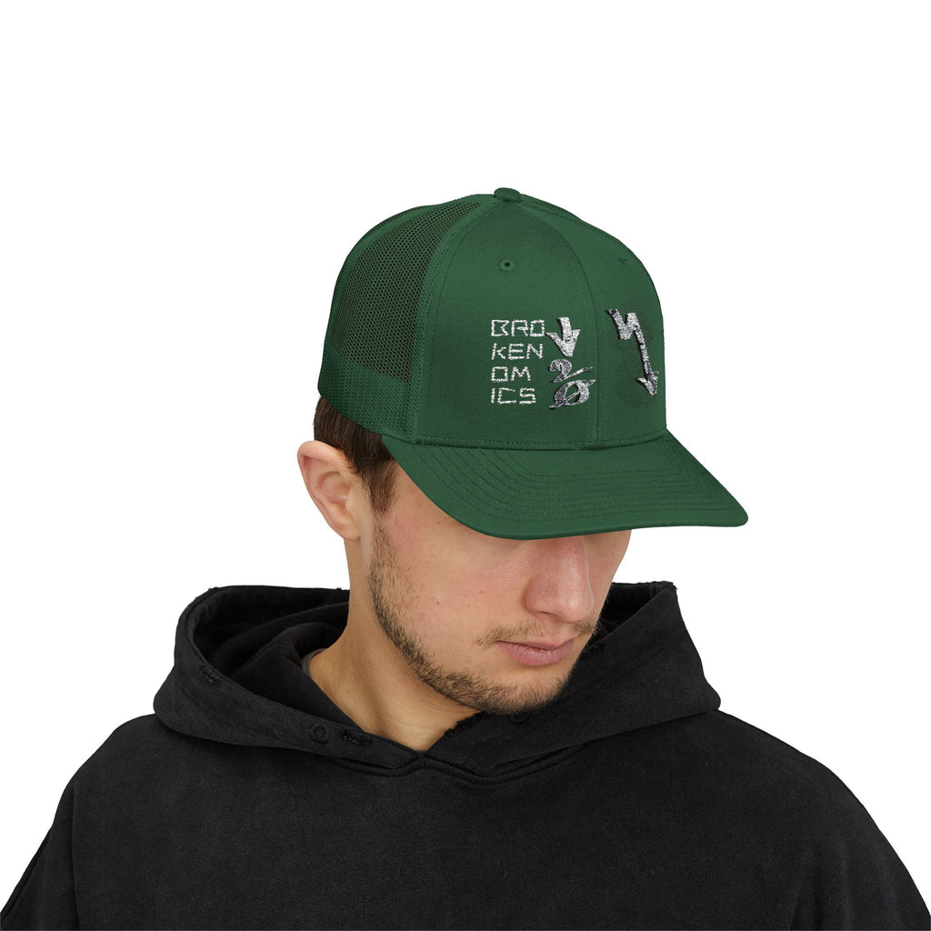 Brokenomics Crypto Trucker Cap - Crypt Apparel Distressed Arrow Graphic Snapback