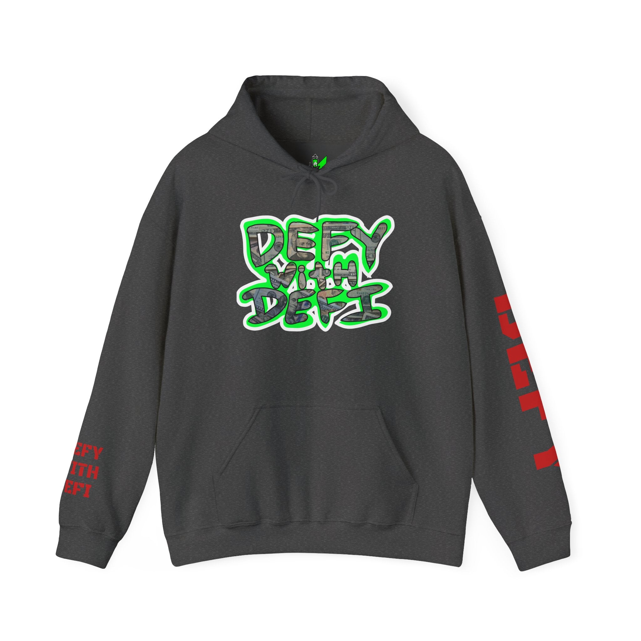 Defy With DeFi Crypto Inspired Hoodie | Crypt Apparel Graffiti Style hooded sweatshirt