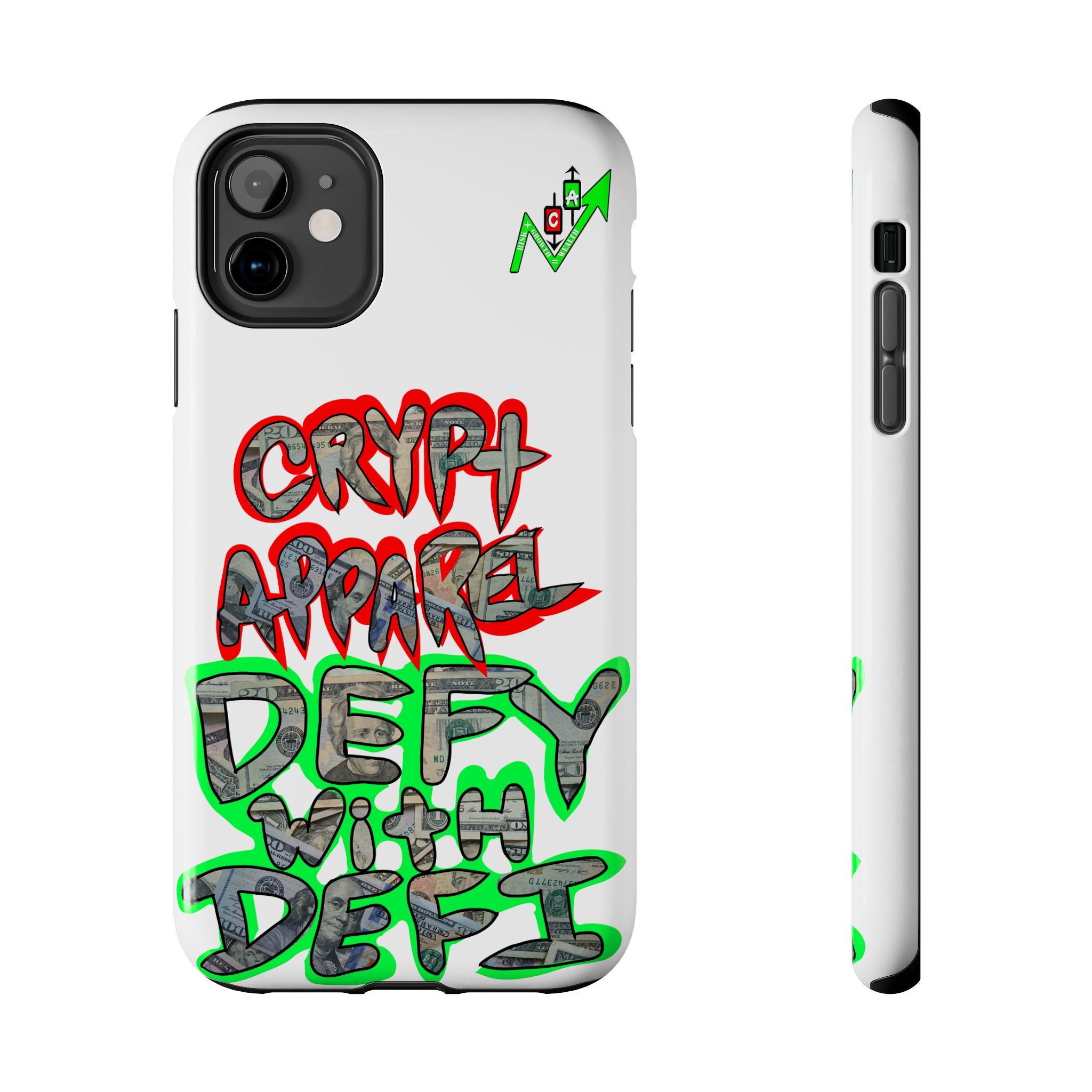 DEFY with DEFI Tough Phone Case — "Crypt Apparel: "Money" Graffiti Crypto Design