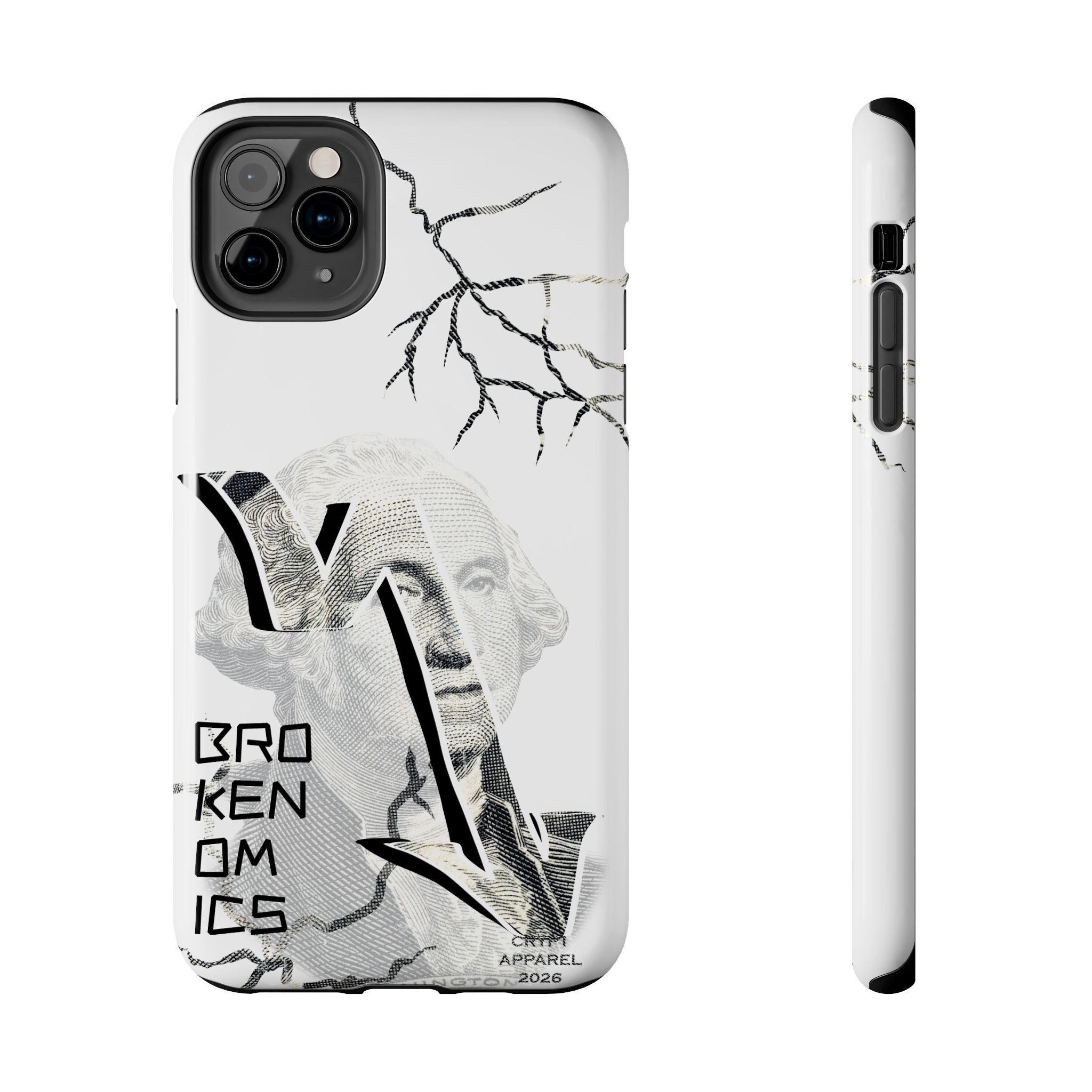 Brokenomics Crypto Tough Phone Case — 'Crypt Apparel' Cracked Dollar Graphic Protective Cover