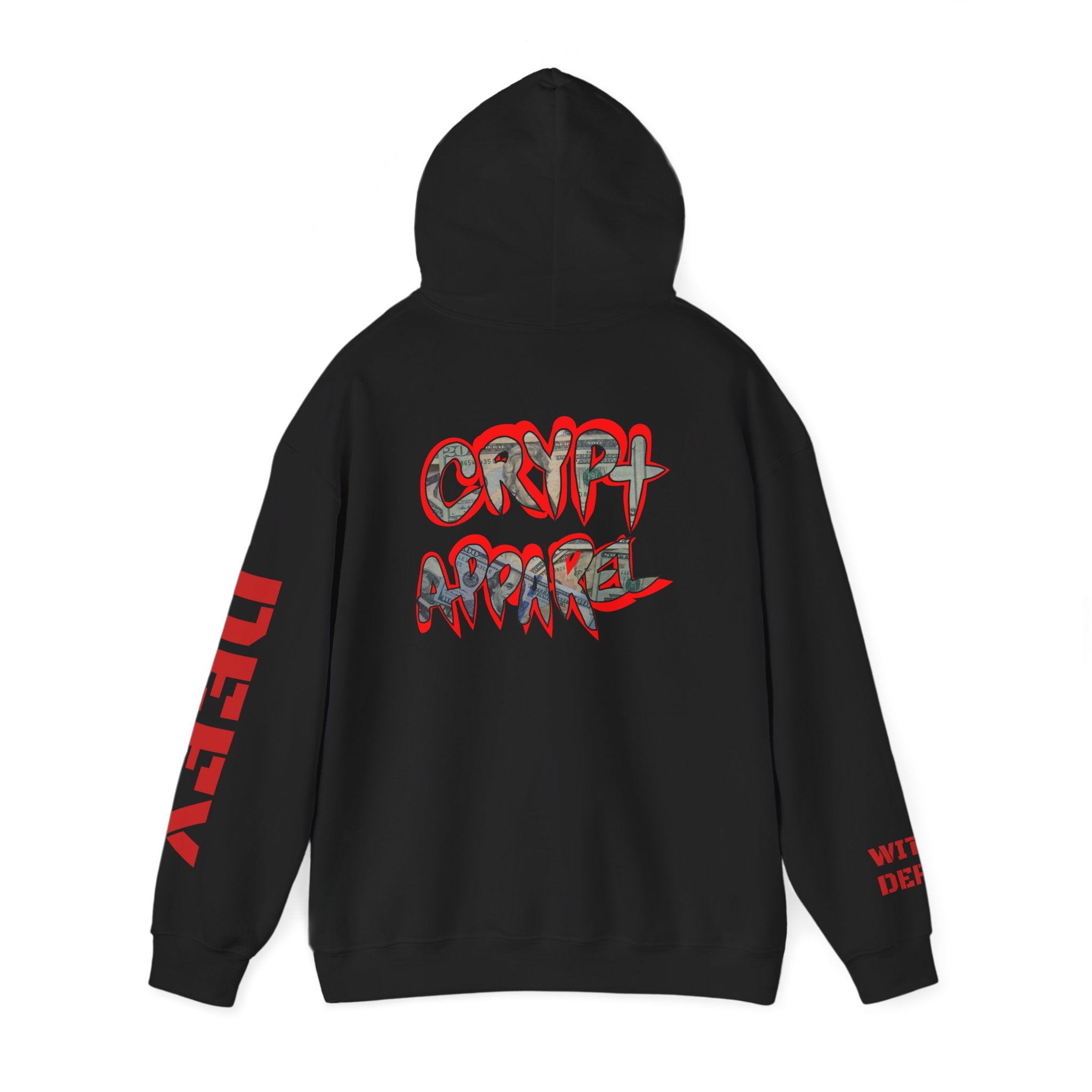 Defy With DeFi Crypto Inspired Hoodie | Crypt Apparel Graffiti Style hooded sweatshirt