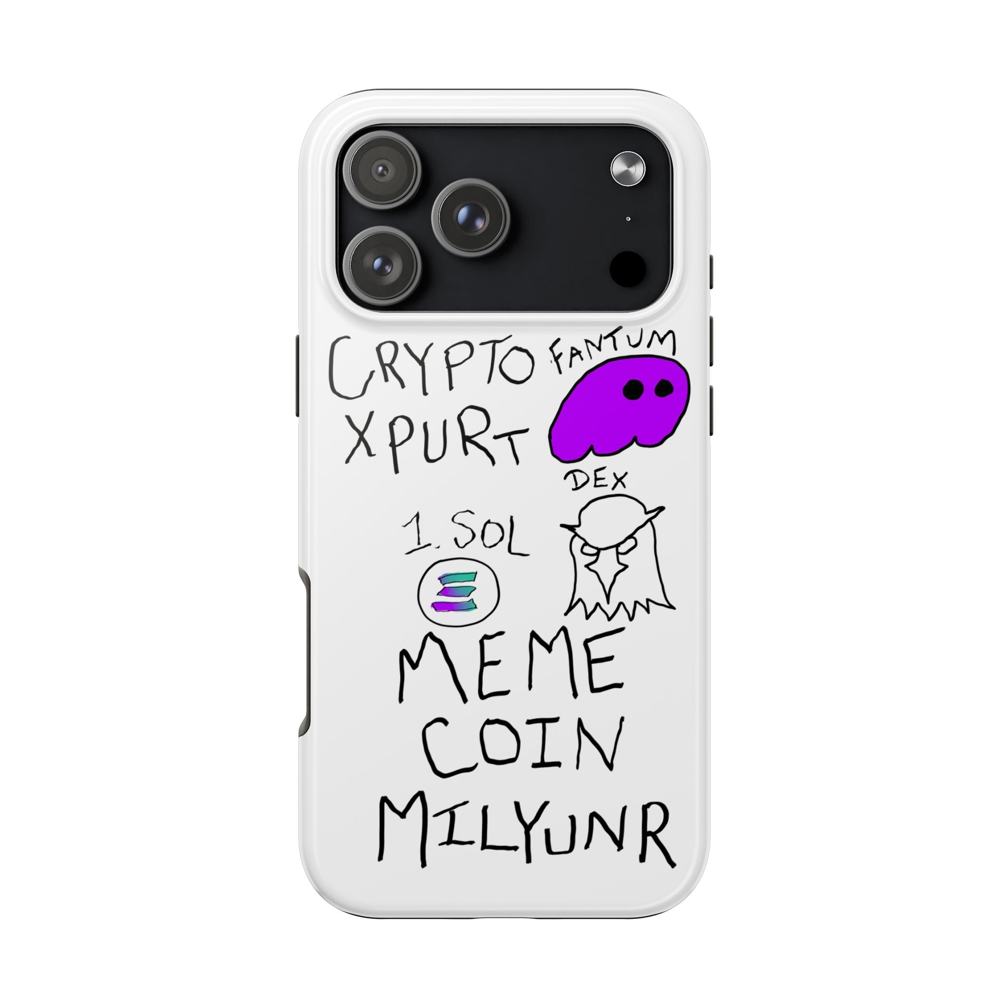 Meme Coin Millionaire Tough Phone Case — Crypto Meme Coin Doodle Design ("Meme Coin Milyunr")